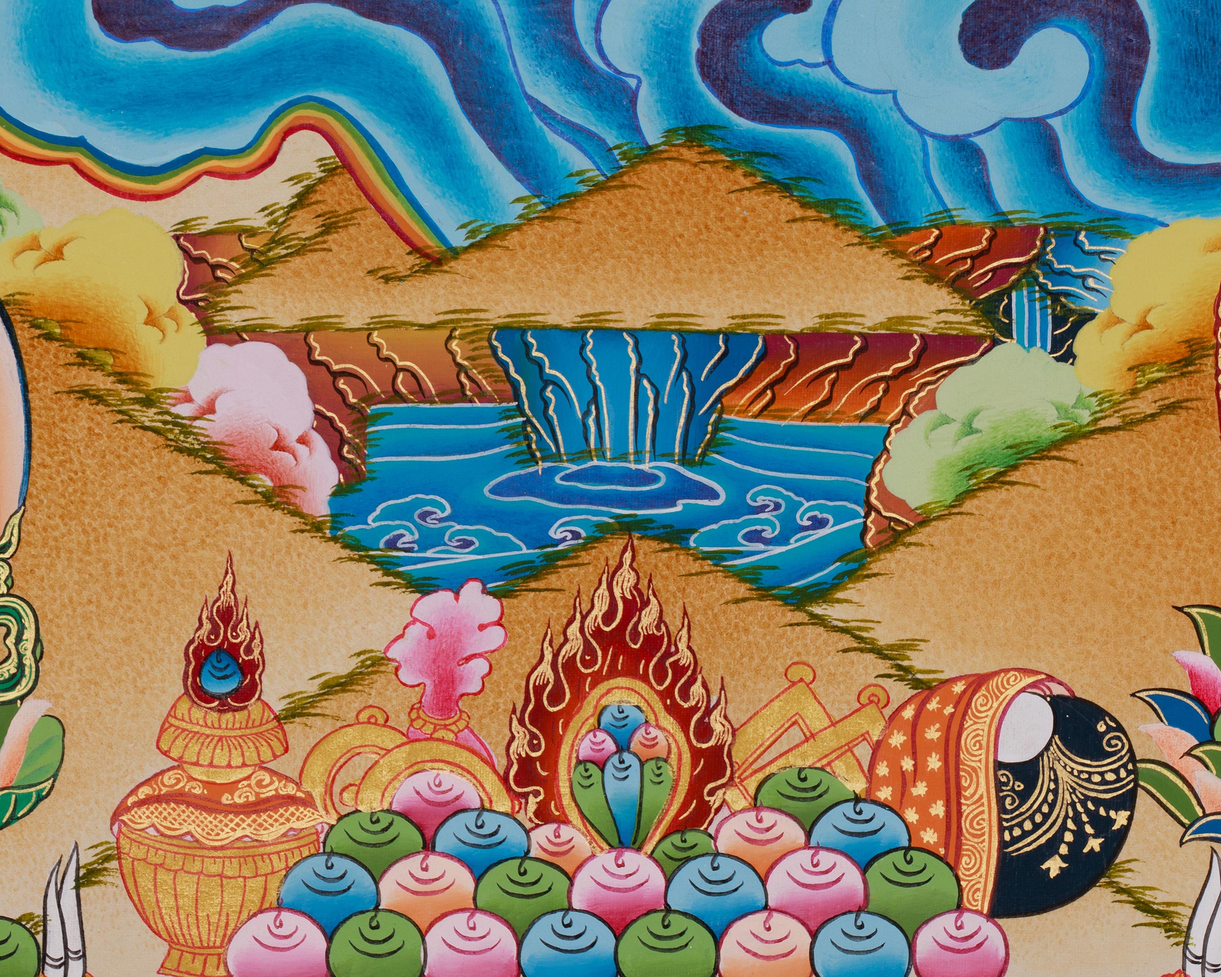 Sacred White Dzambhala Thangka | Himalayan Wealth Deity Artwork