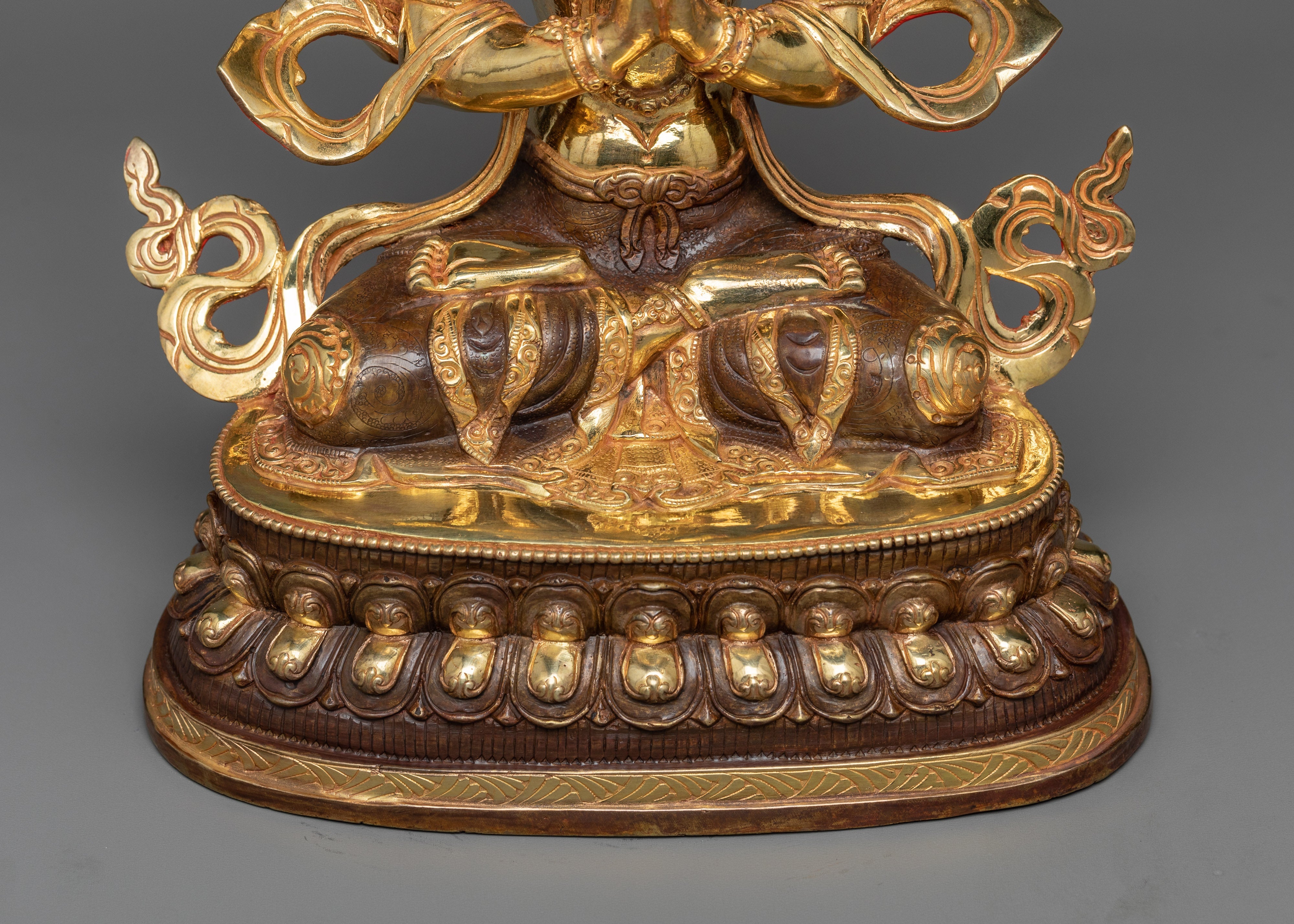 Elegant Chenrezig Figur in 24K Gold | Made in Nepal | Himalayan Artifact