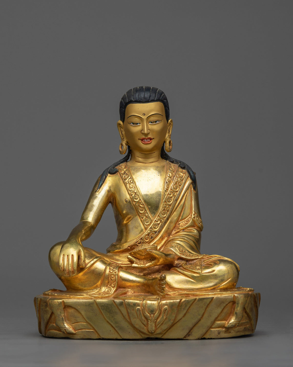 Marpa, Milarepa, Gampopa Set in Gilded Harmony | The Lineage of Enlightenment