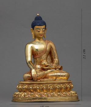 Traditional Gold Buddha Statue Home Decor | Gold-Plated Himalayan Artwork