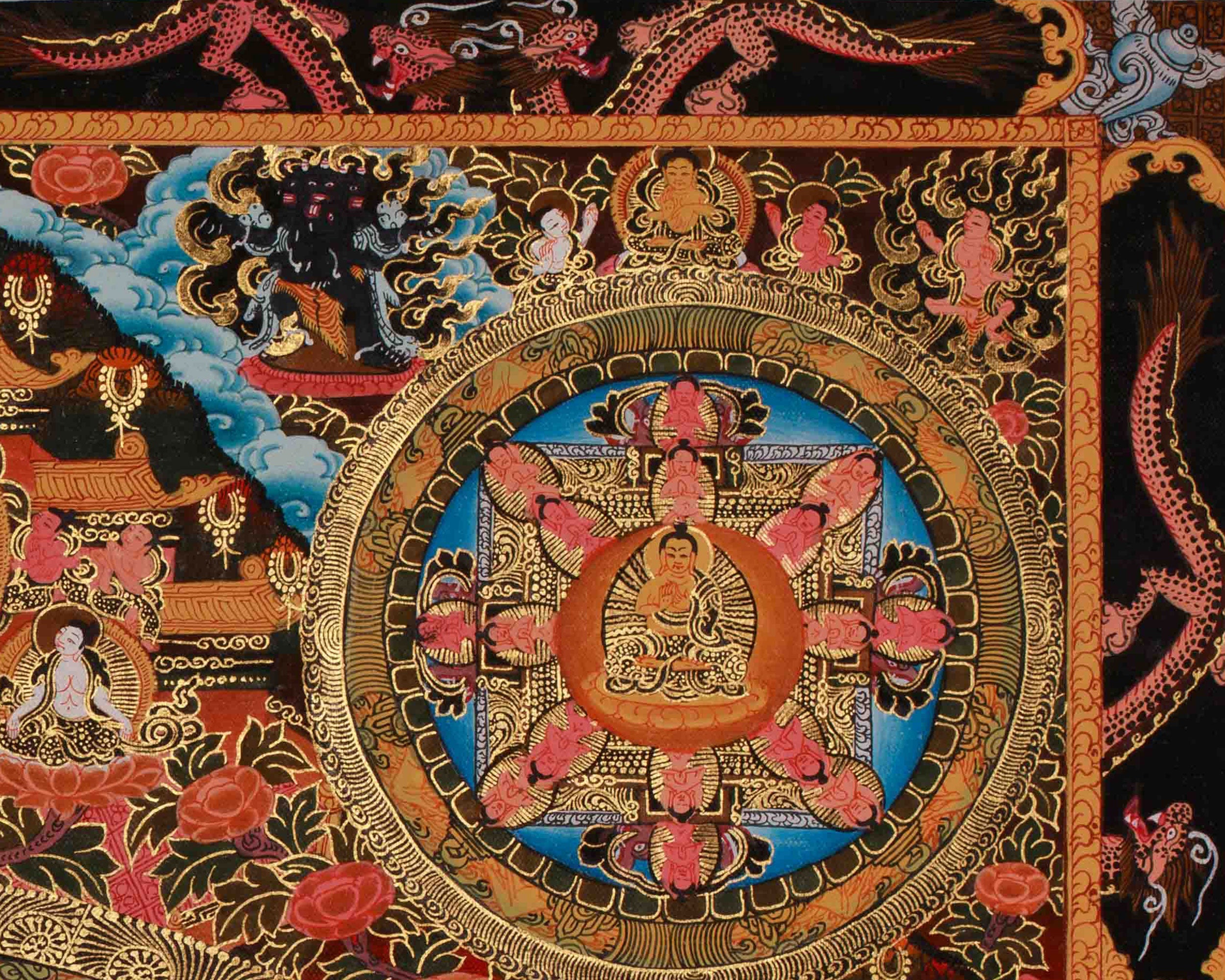 Divine Buddha Mandala Artwork | A Radiant Mandala Reflecting Wisdom, Compassion, and Peace | Meditation Altar