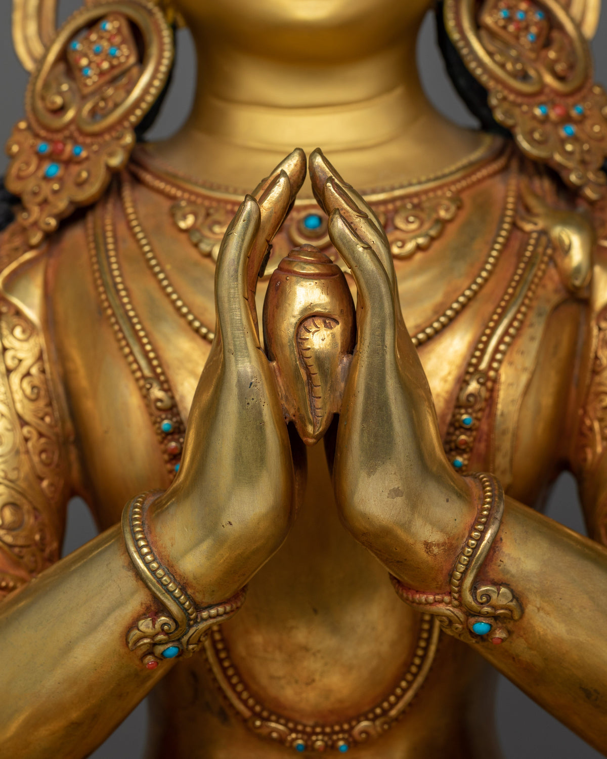 Chenrezig Statue 24K Gold Gilded |  Avalokiteshvara The Compassionate Bodhisattva