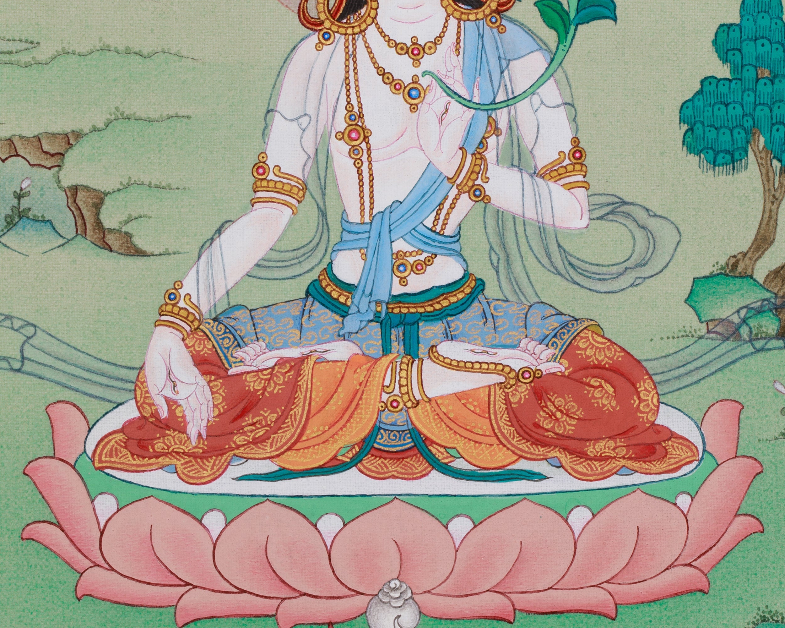 Tibetan White Tara Art | The Seven-Eyed Goddess | Sita Tara