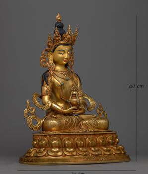 Gold-Gilded Amitayus Statue | Symbol of Eternal Life and Healing