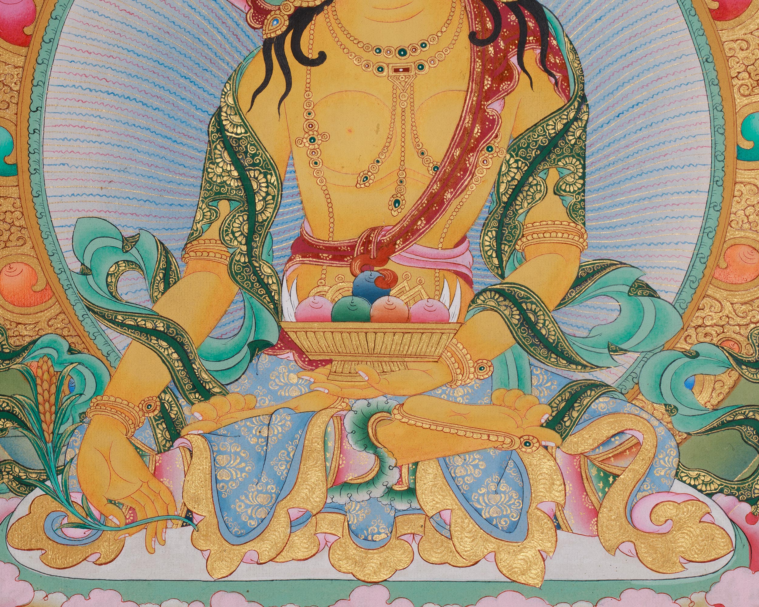 Tibetan Kshitigarbha Thangka | Protector Of The Dead and Children