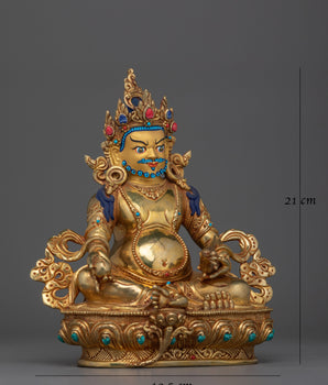 Handcrafted Jewels Deity Dzambhala Statue | Embodiment of Wealth and Compassion