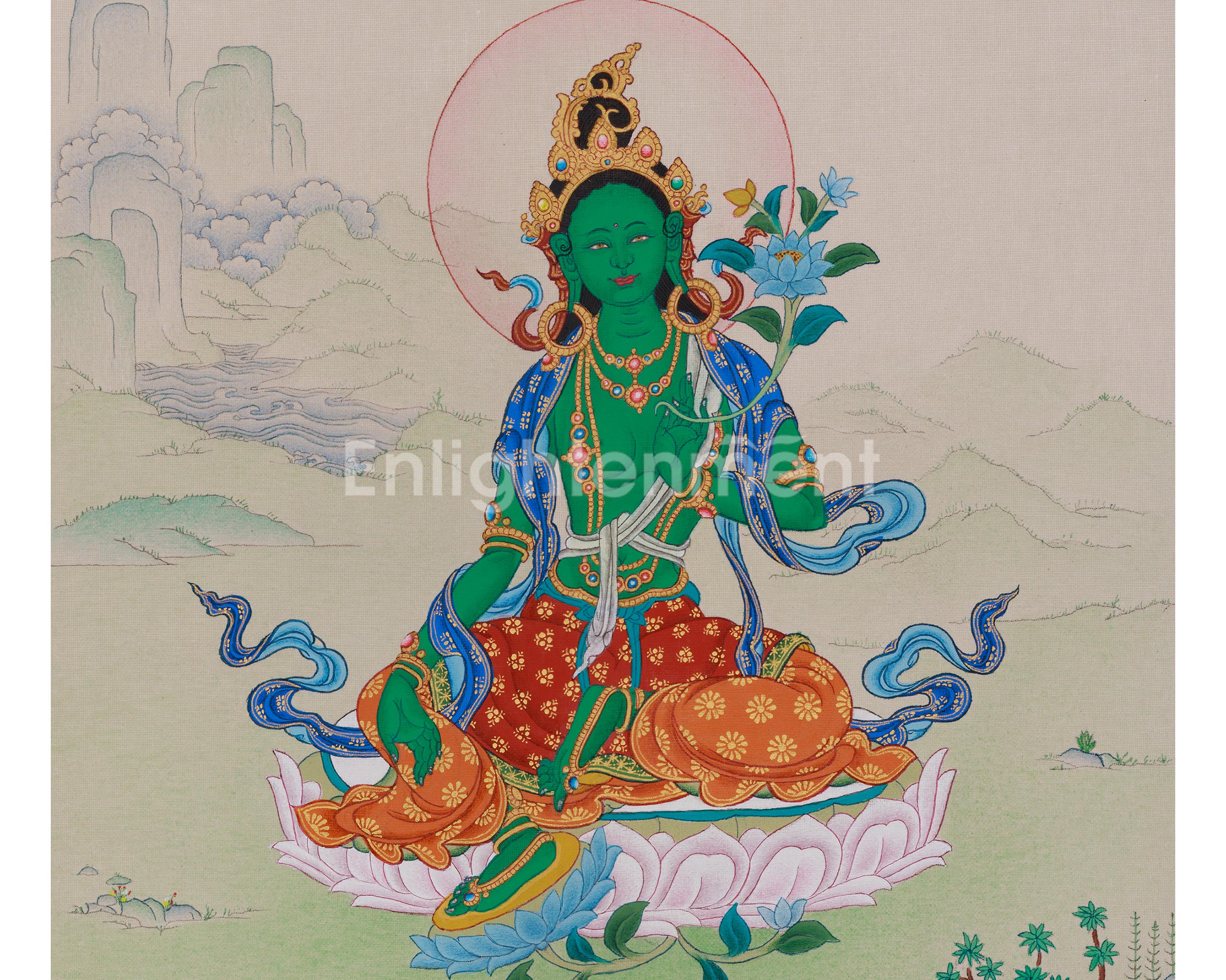 Mother of All Buddhas Green Tara Thangka | Shyama Tara | Compassionate Protector