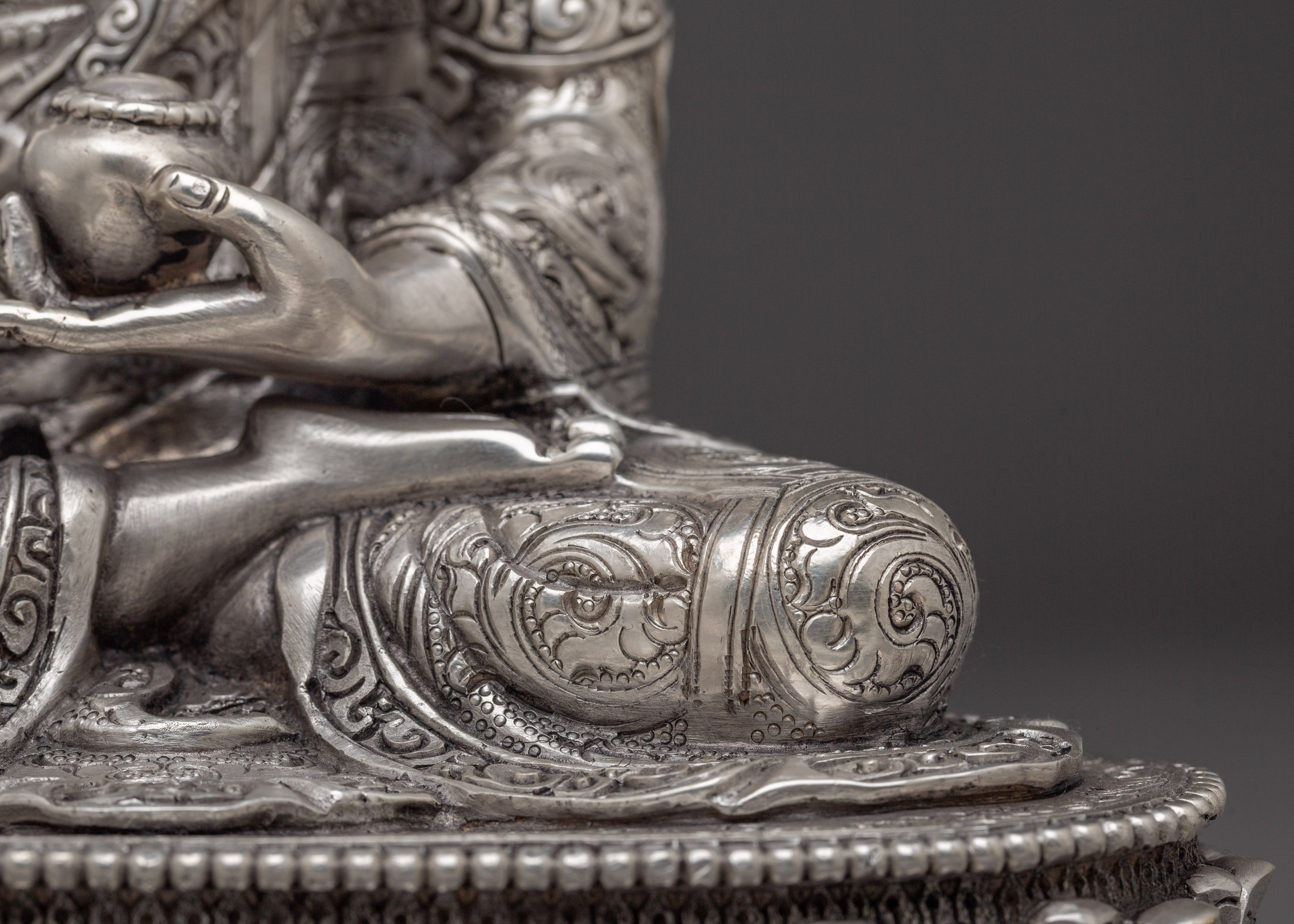 Silver Shakyamuni Buddha Statue | Gautama Buddha - Dharma Founder
