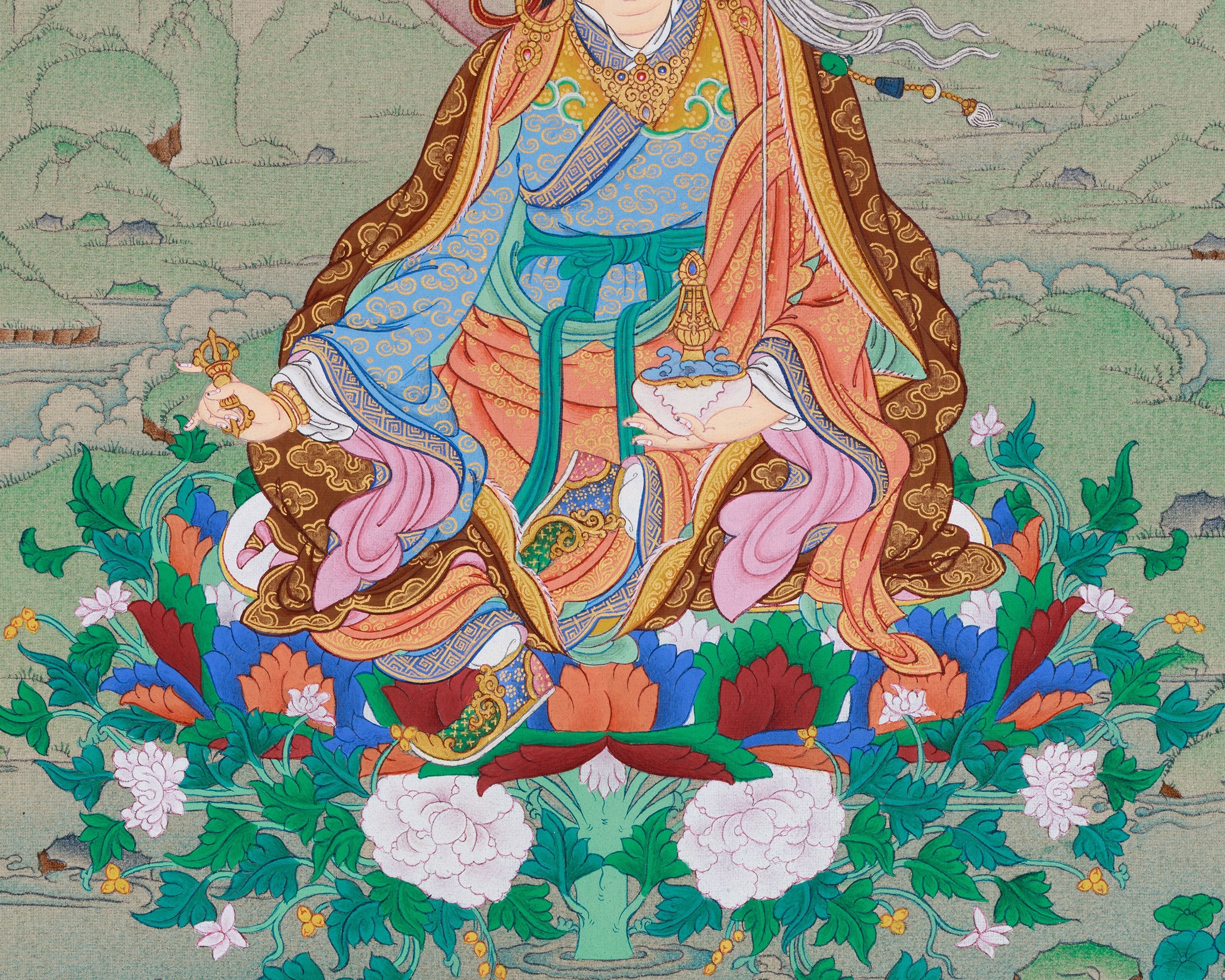 Traditional Guru Rinpoche Artwork | Buddhist Thangka of Padmasambhava