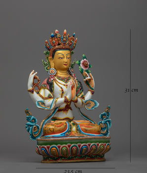 White Serene Chenresig Statue | Symbol of Compassion
