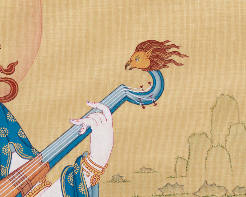 Mother Saraswati Thangka | Sacred Art of Music, Wisdom, and Spiritual Enlightenment