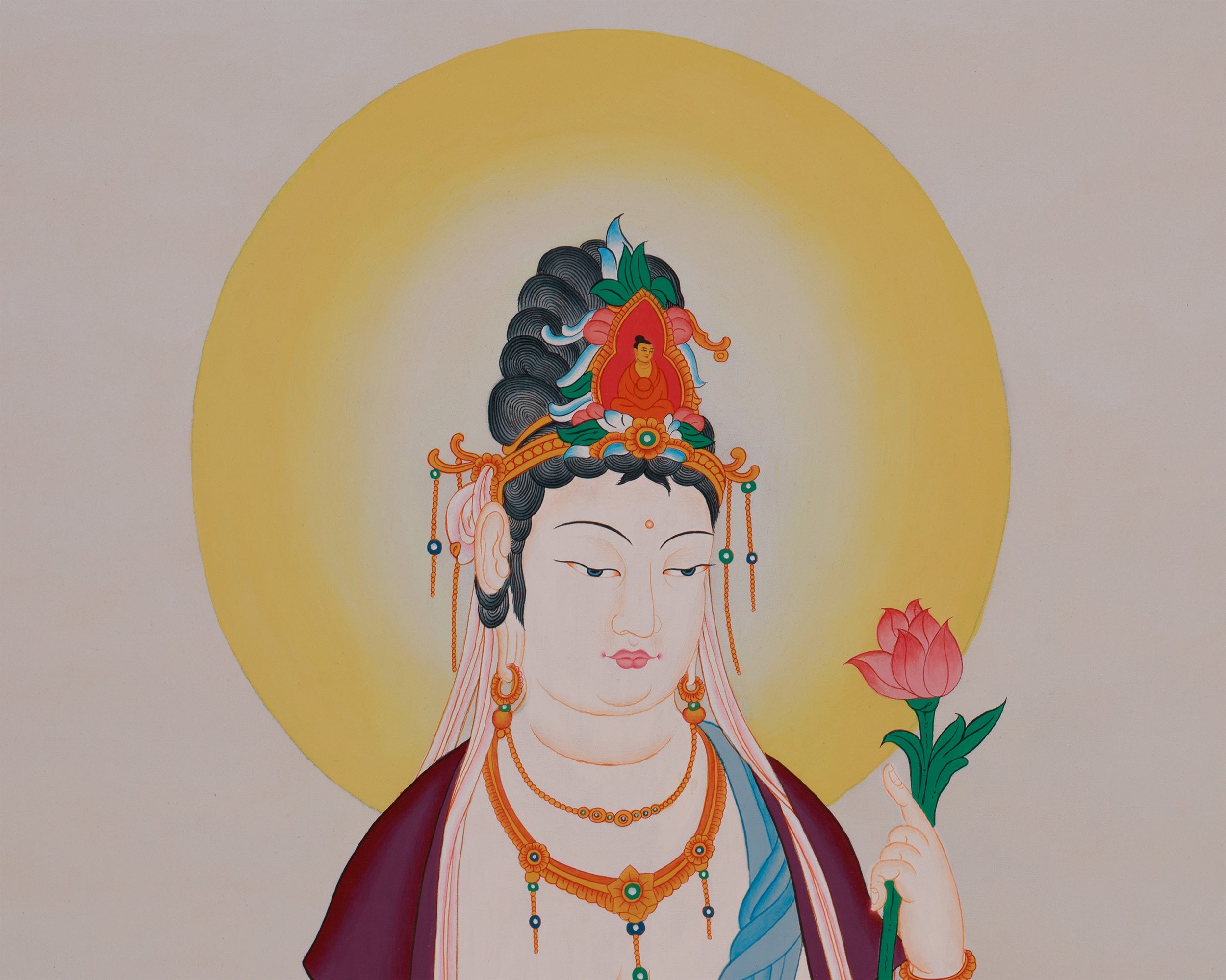 Graceful Kannon Thangka | Japanese Depiction of the Compassionate Bodhisattva