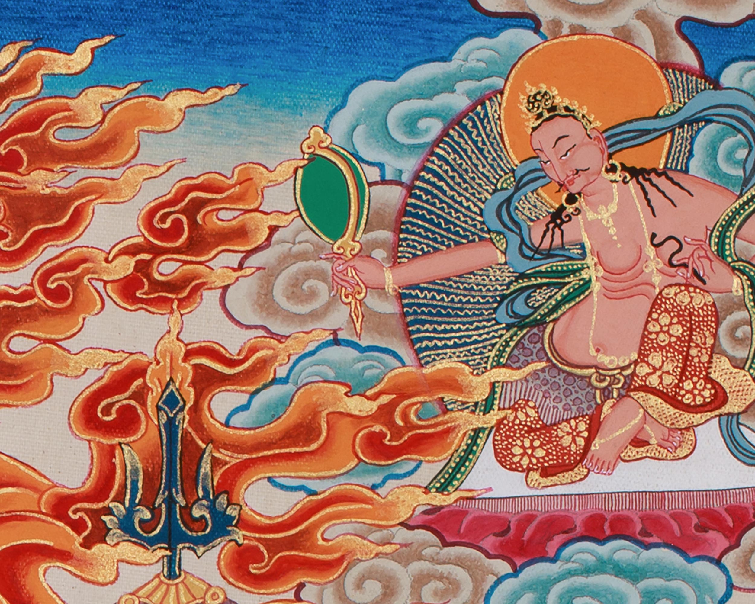 4-Armed Mahakala Painting | Fierce Protector Deity of Wisdom and Power