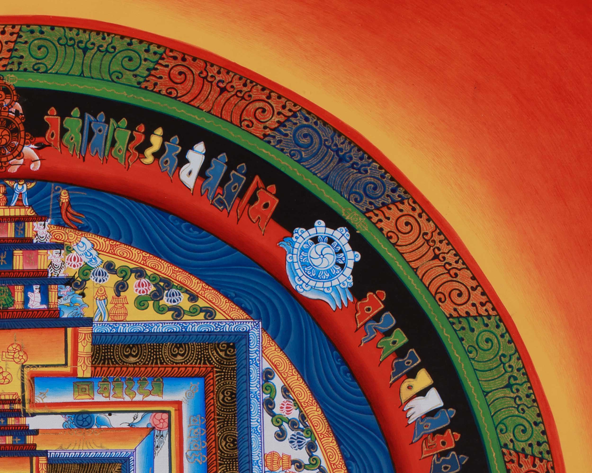Himalayan Artwork of Kalachakra Mandala | Hand-Painted Buddhist Mandala Thangka