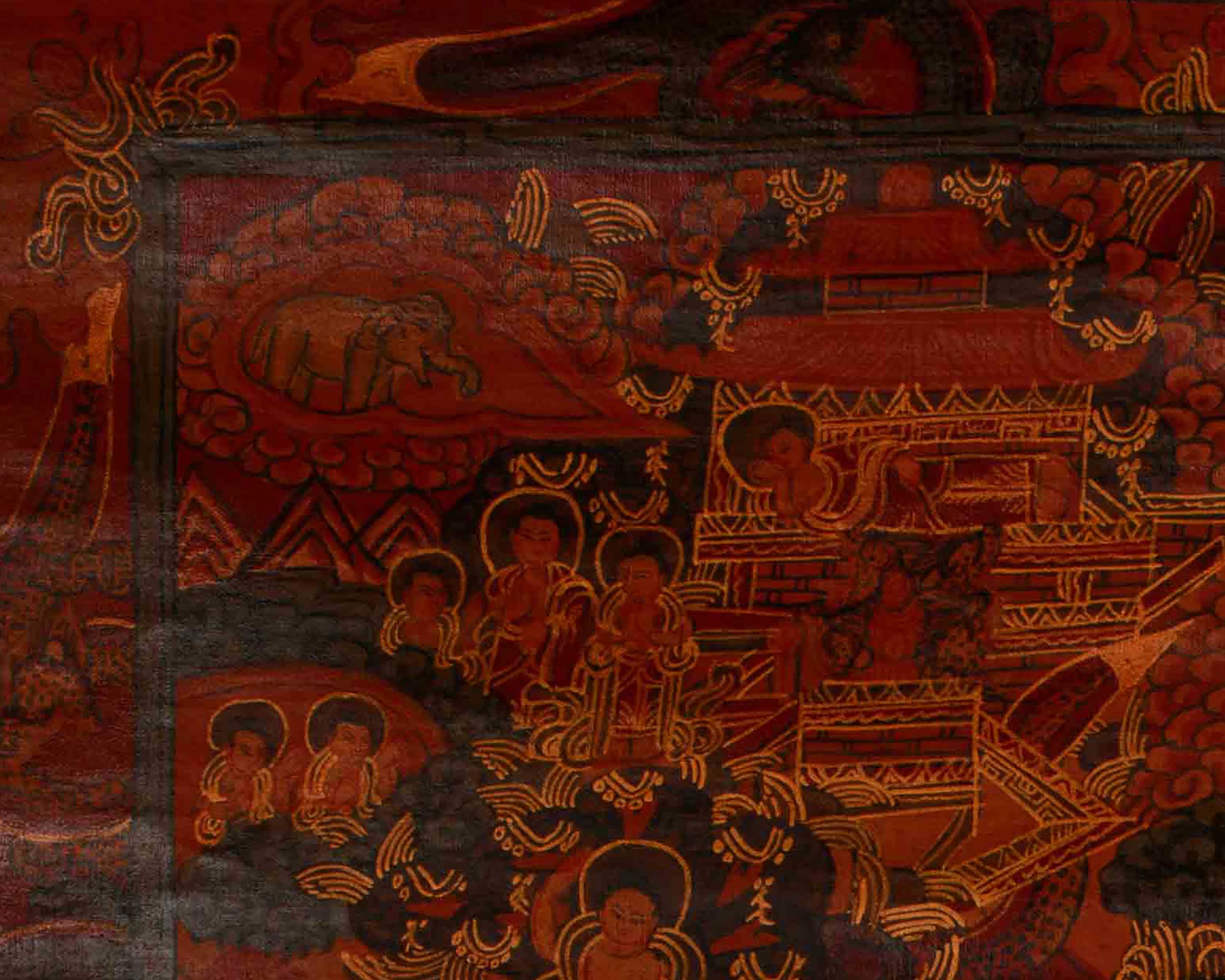 Tibetan Buddha Life Story Thangka | The Path from Royal Life to Enlightenment
