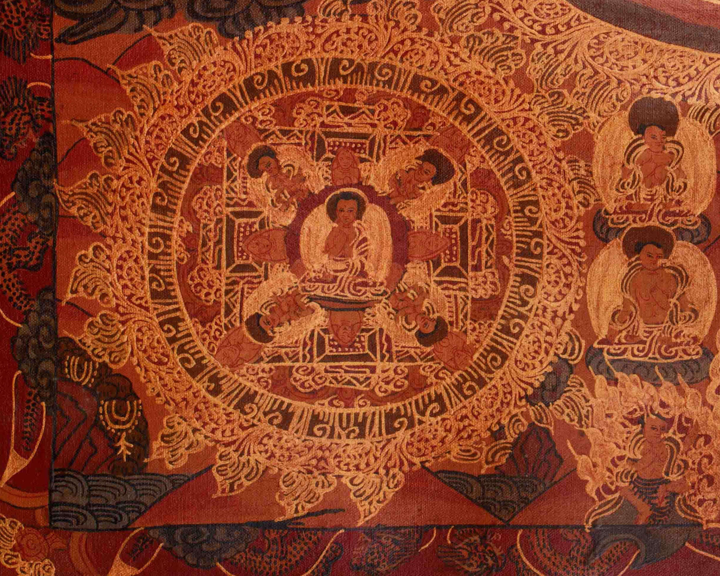 Spiritual Buddha Mandala Artwork | Tibetan Buddhist Thangka | Traditional Himalayan Art