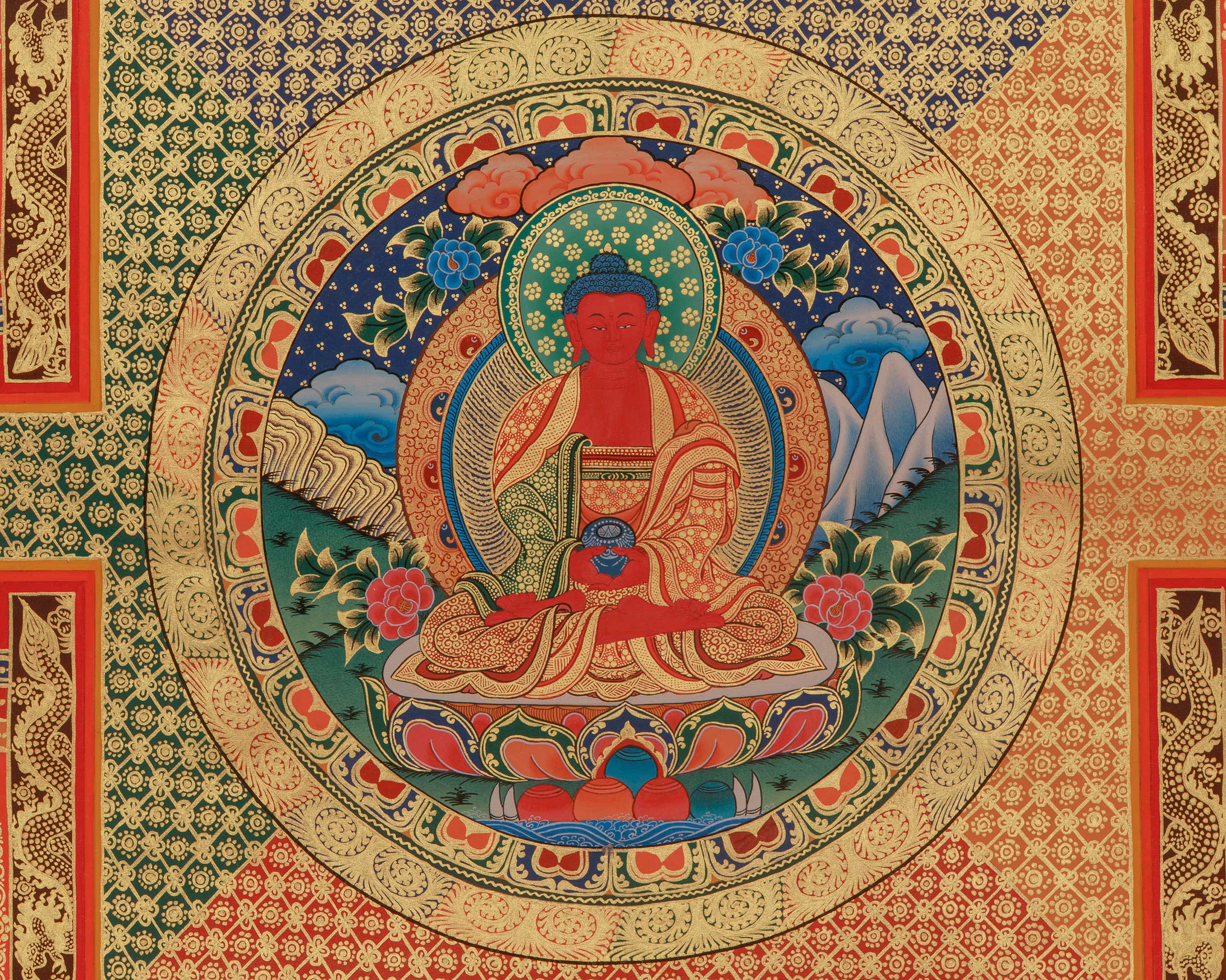 Amitabha Mandala Art | Sacred Buddha of Infinite Light | Pure Land Deity