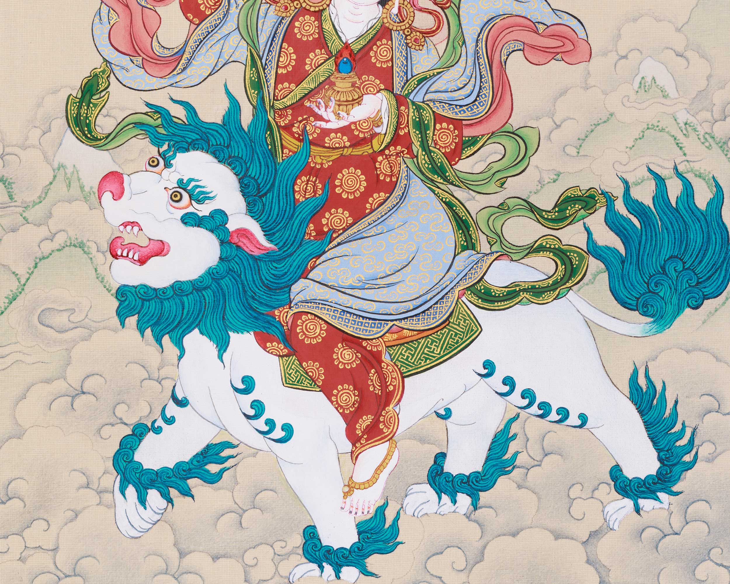 Original Hand-Painted Tsheringma, Longevity Goddess Thangka | Protector of Life