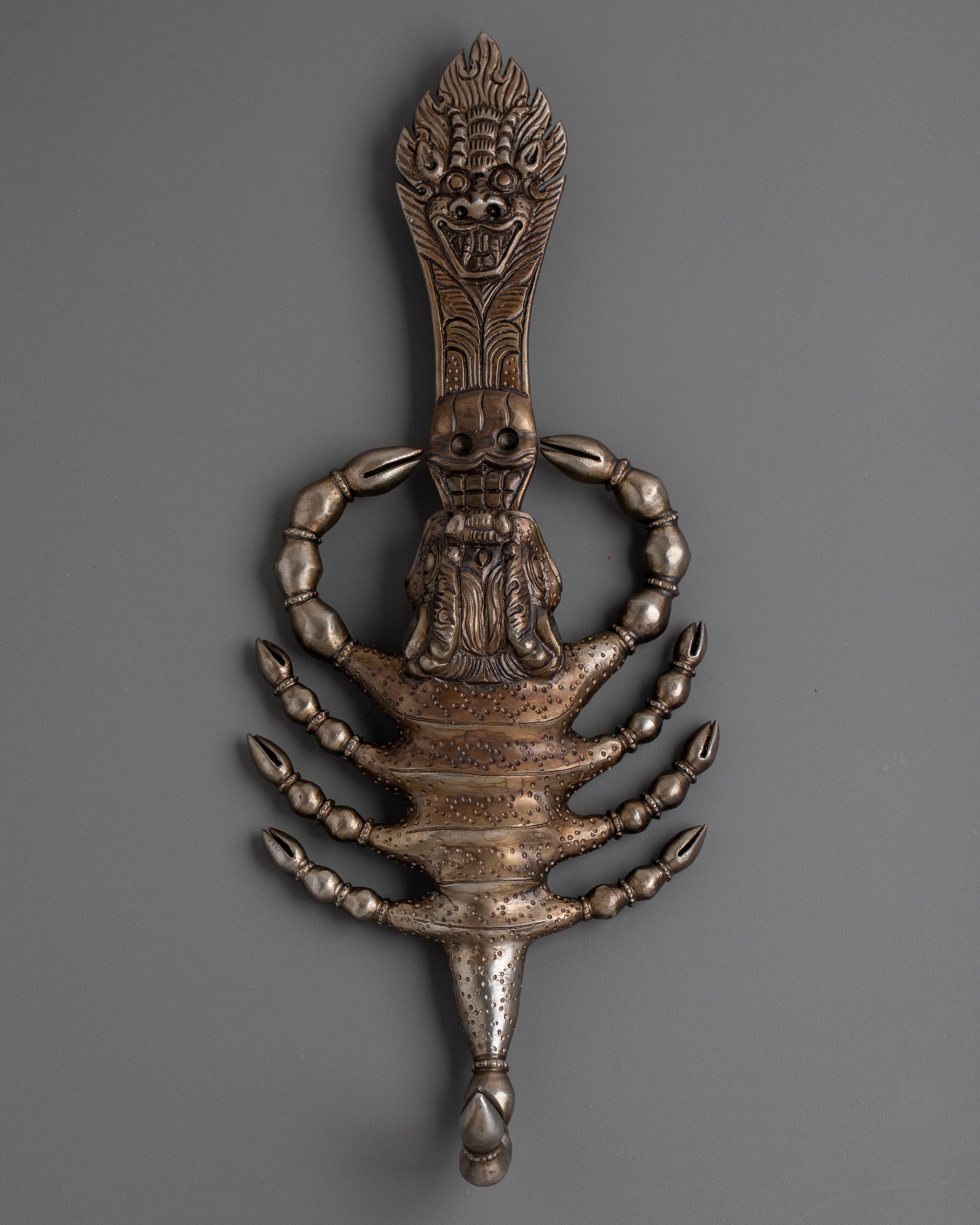 Iron Scorpion Decor with Tibetan Ritual Demon Handle
