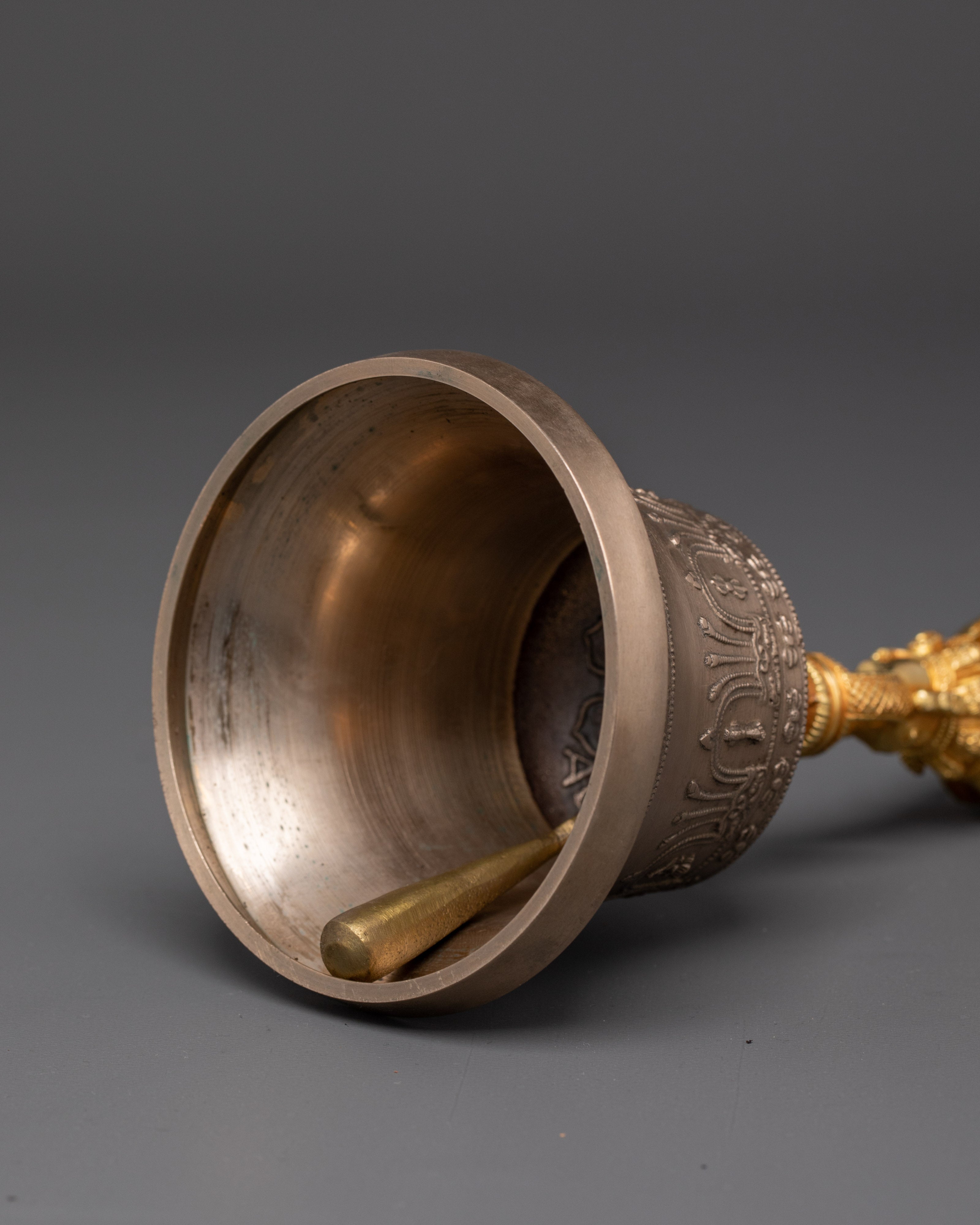 Brass Vajra and Bell for Ritual Ceremonies | Tibetan Buddhist Bell and Vajra