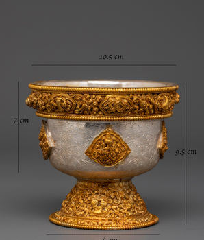 Handcrafted Buddhist Silver Offering Bowl Set for Altar Rituals & Meditation Practices
