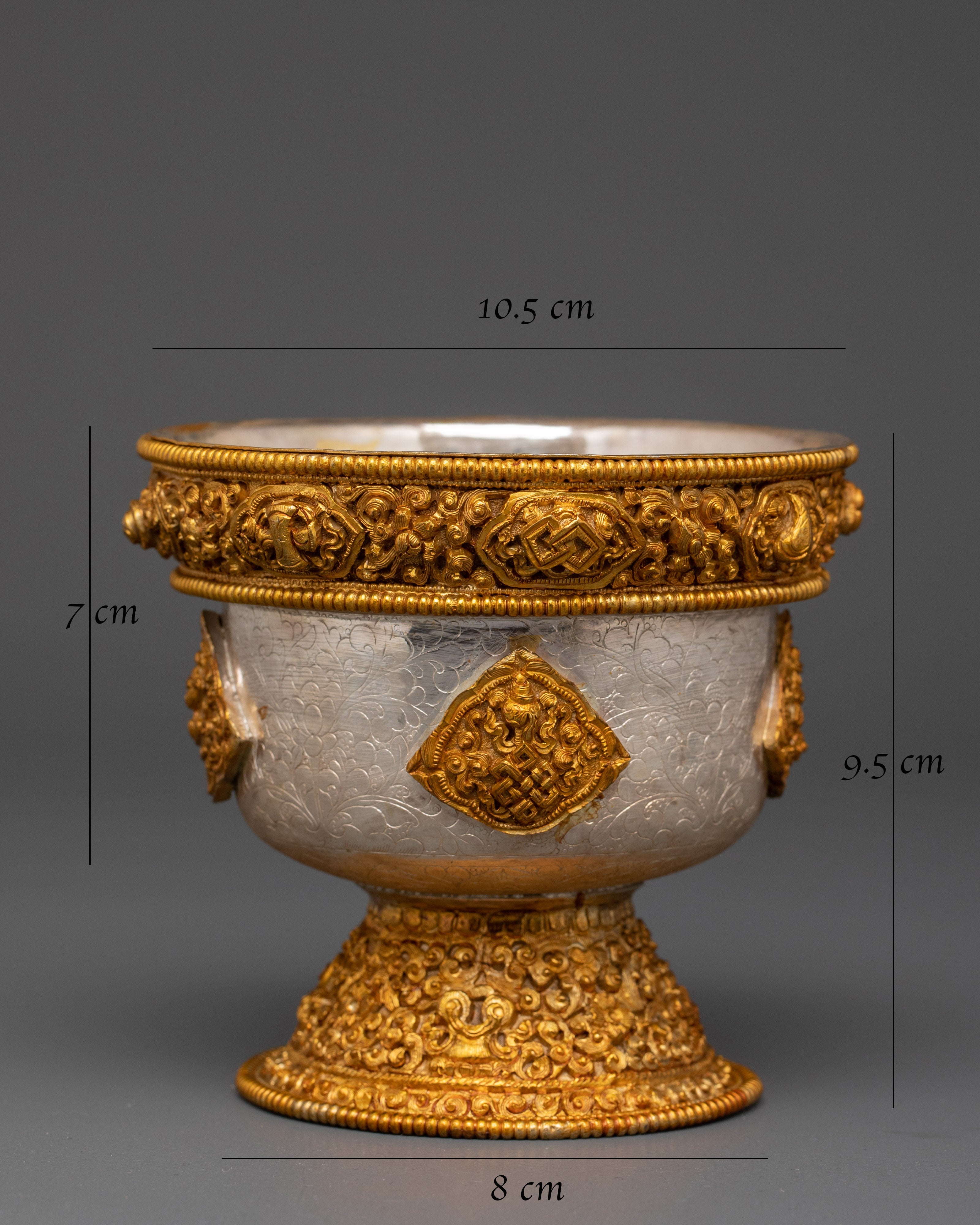 Handcrafted Buddhist Silver Offering Bowl Set for Altar Rituals & Meditation Practices