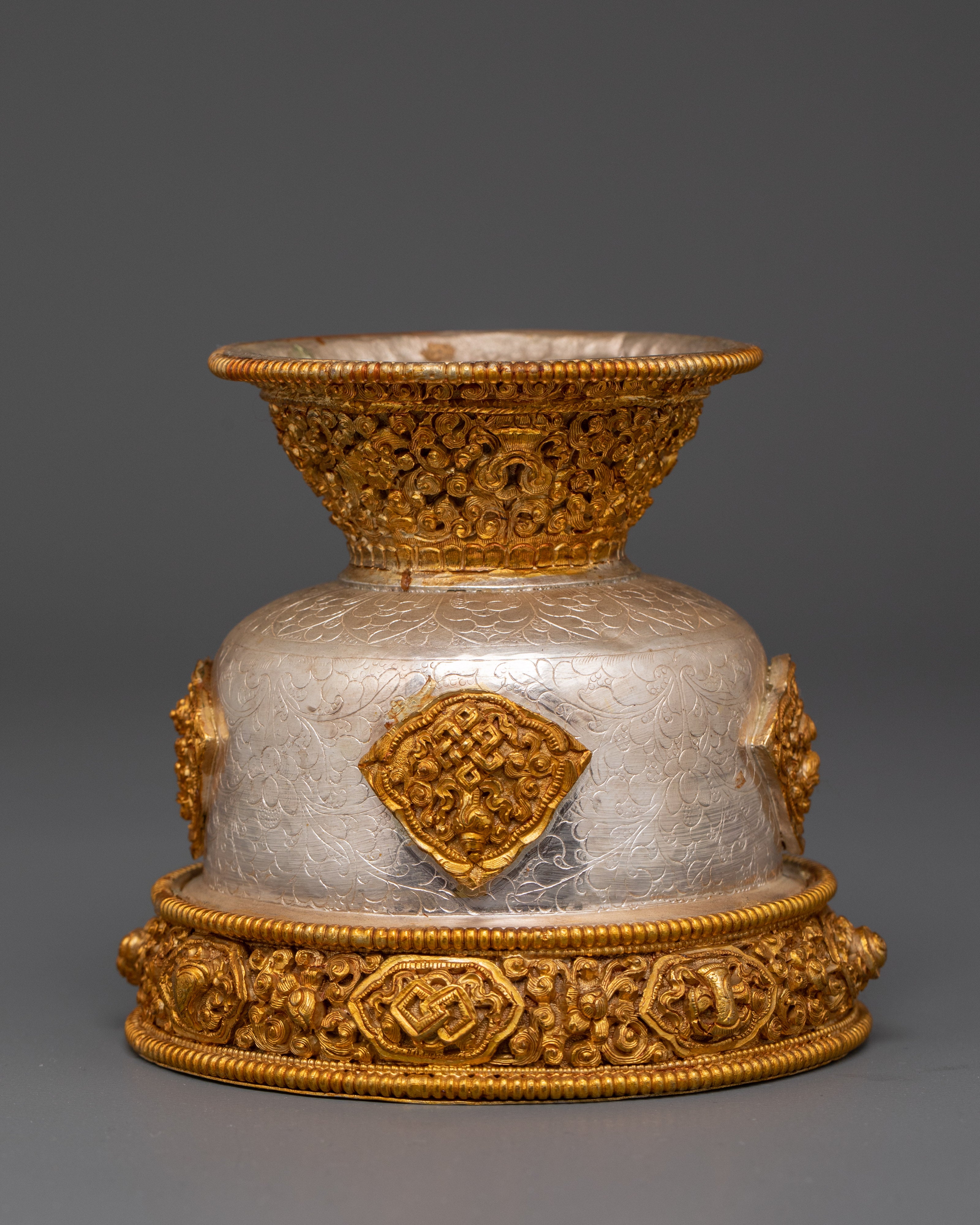 Handcrafted Buddhist Silver Offering Bowl Set for Altar Rituals & Meditation Practices