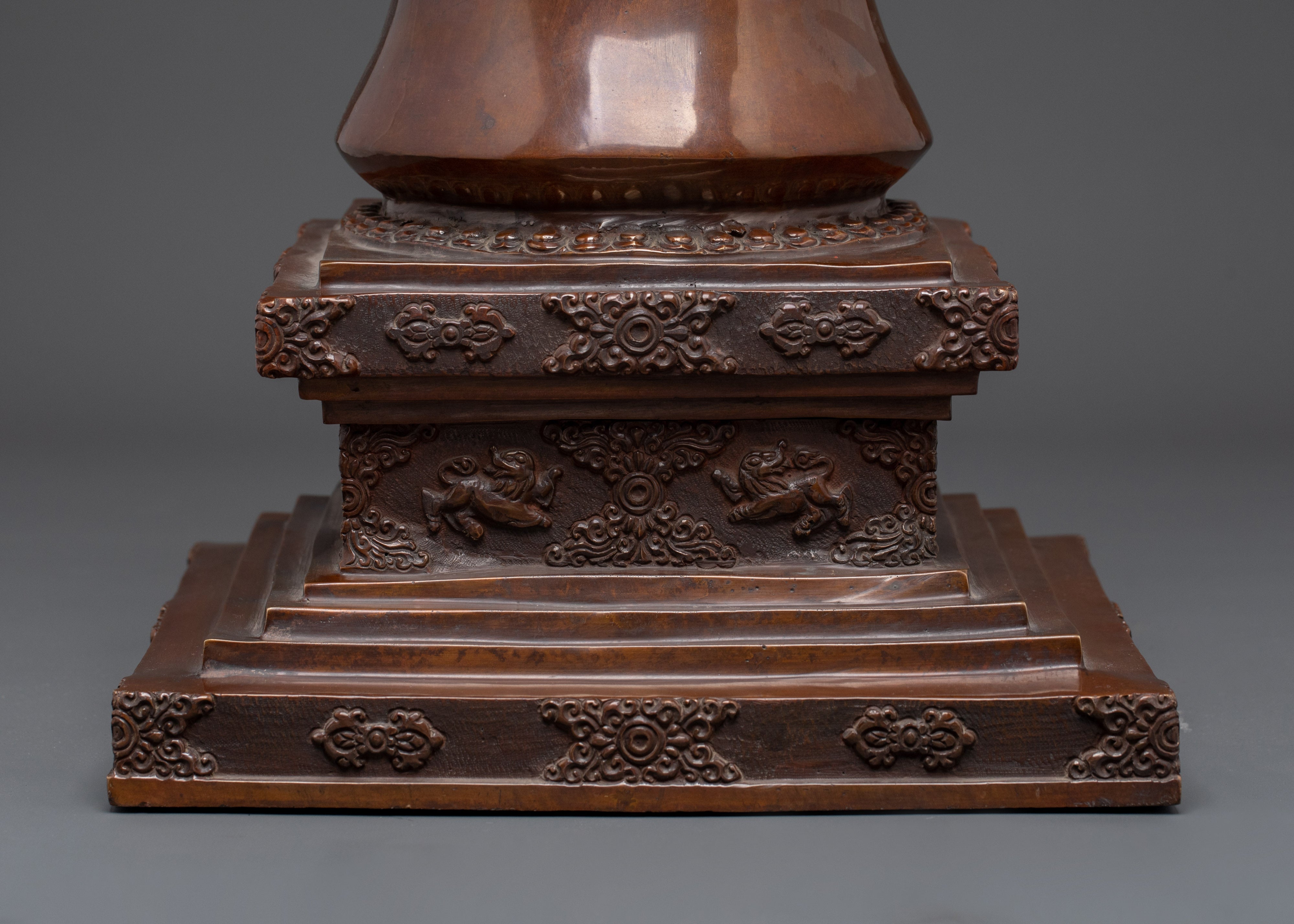 Handcrafted Copper Buddhist Stupa | Tibetan Oxidized Relic for Spiritual Practice