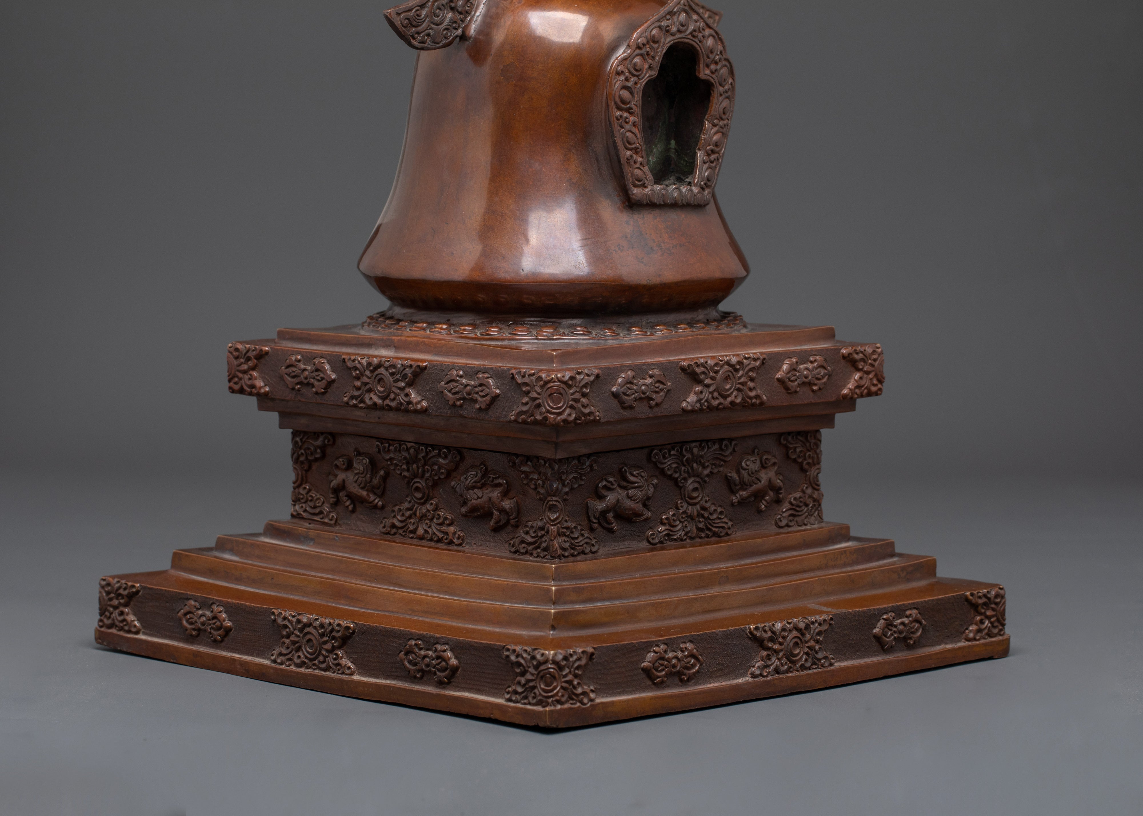 Handcrafted Copper Buddhist Stupa | Tibetan Oxidized Relic for Spiritual Practice