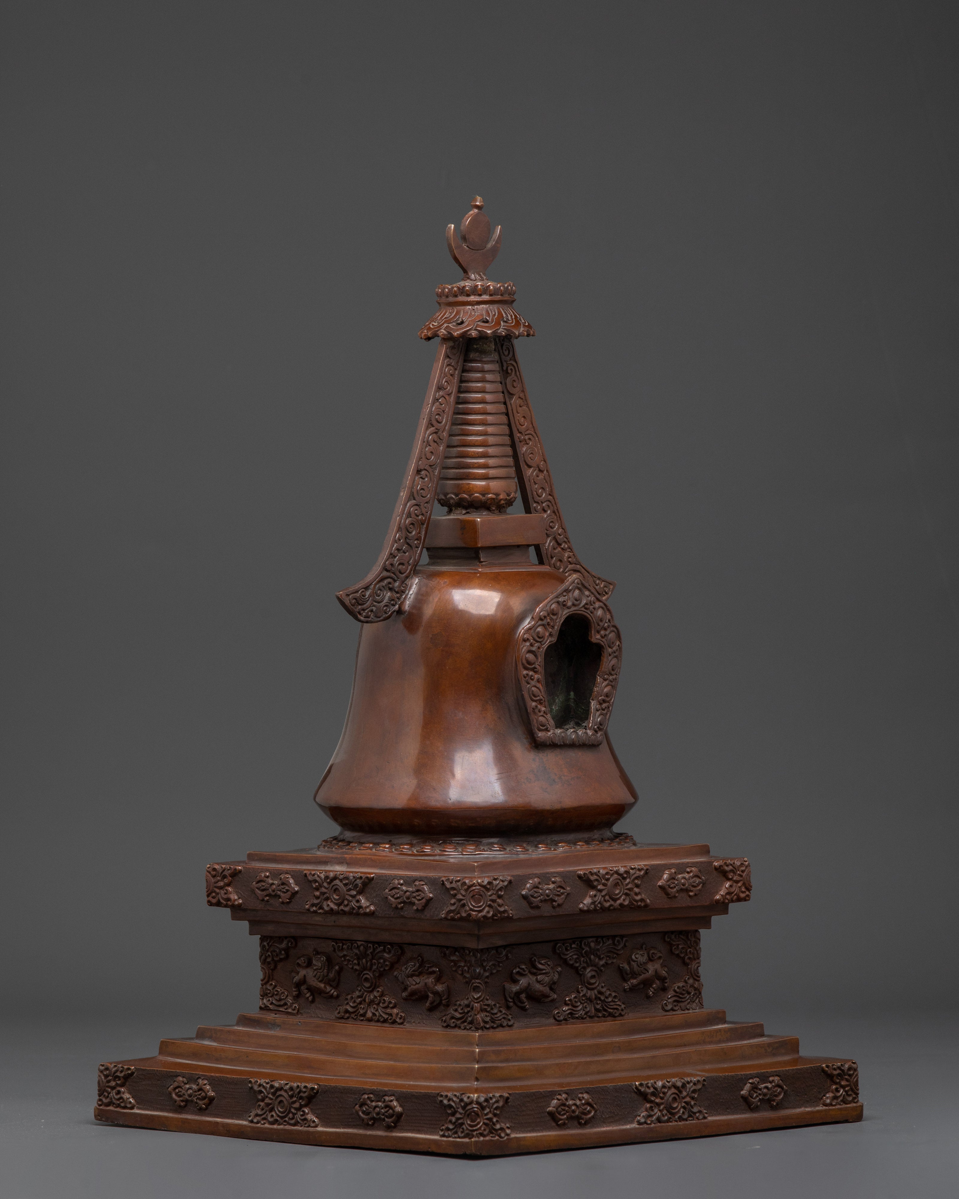 Handcrafted Copper Buddhist Stupa | Tibetan Oxidized Relic for Spiritual Practice