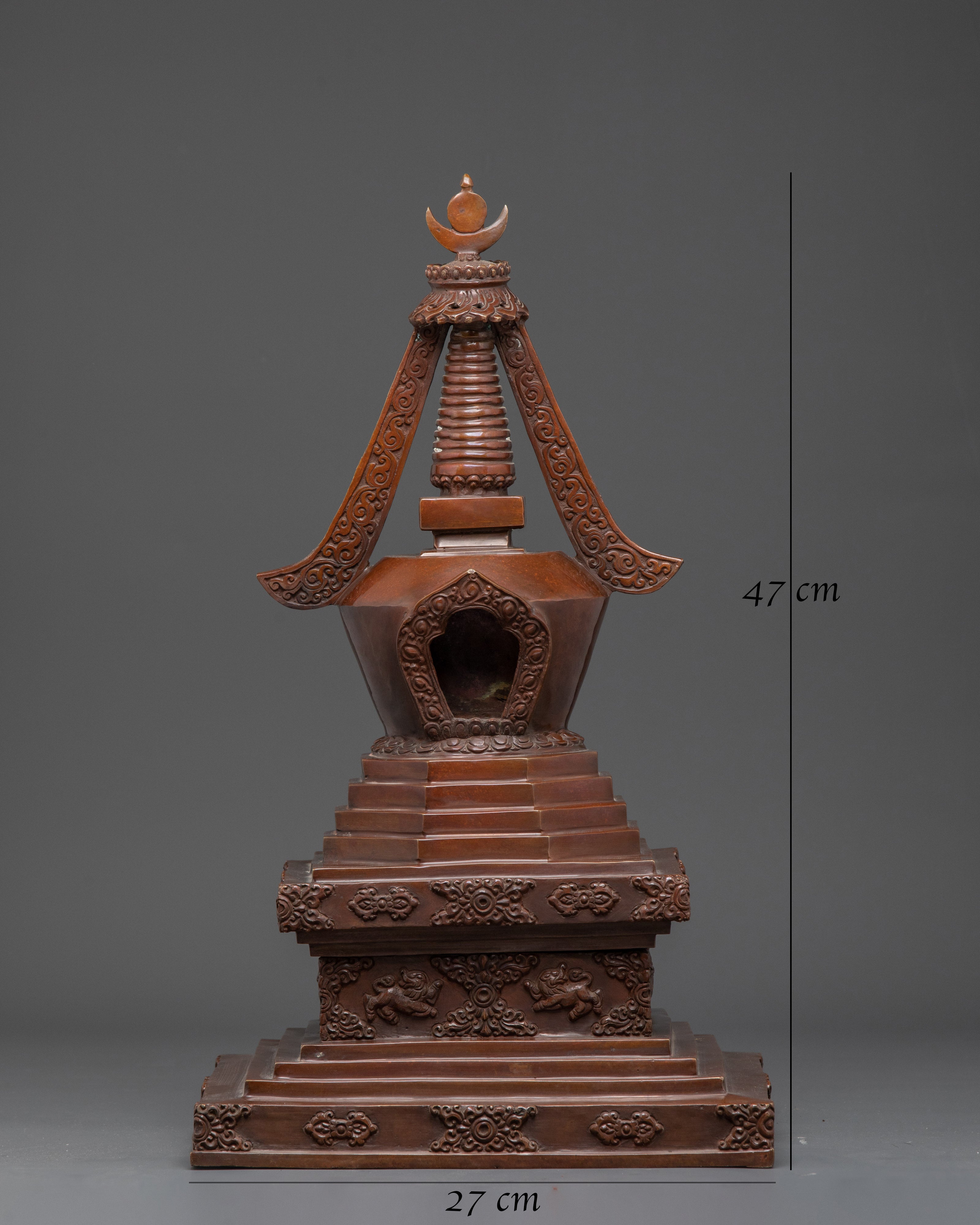 Handcrafted Buddhist Oxidized Copper Stupa | For Spiritual Altars