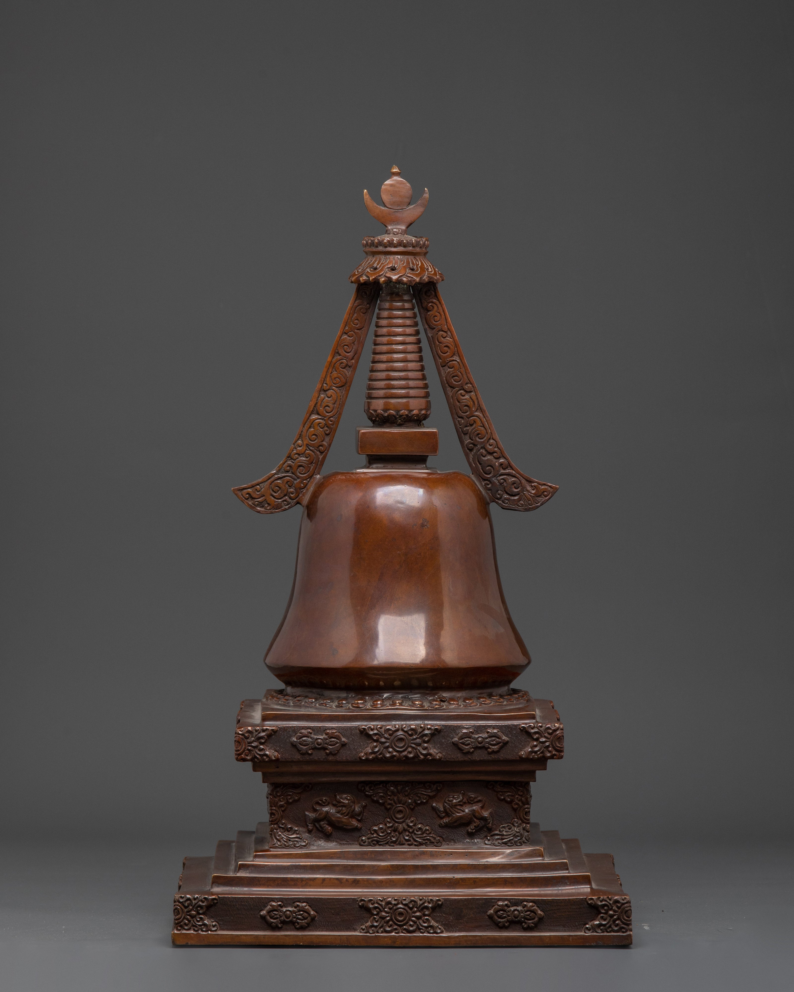 Handcrafted Copper Buddhist Stupa | Tibetan Oxidized Relic for Spiritual Practice