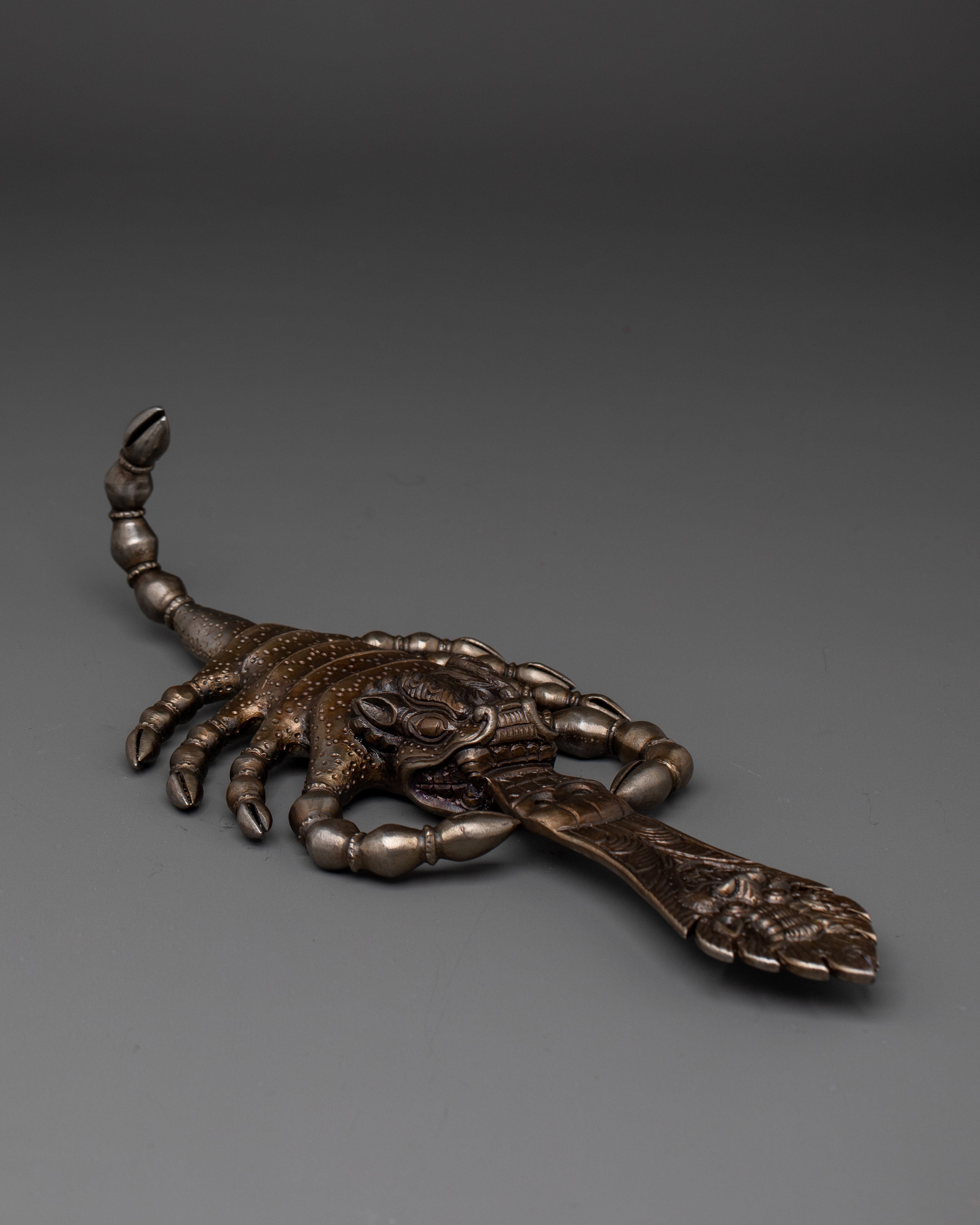 Iron Scorpion Decor with Tibetan Ritual Demon Handle