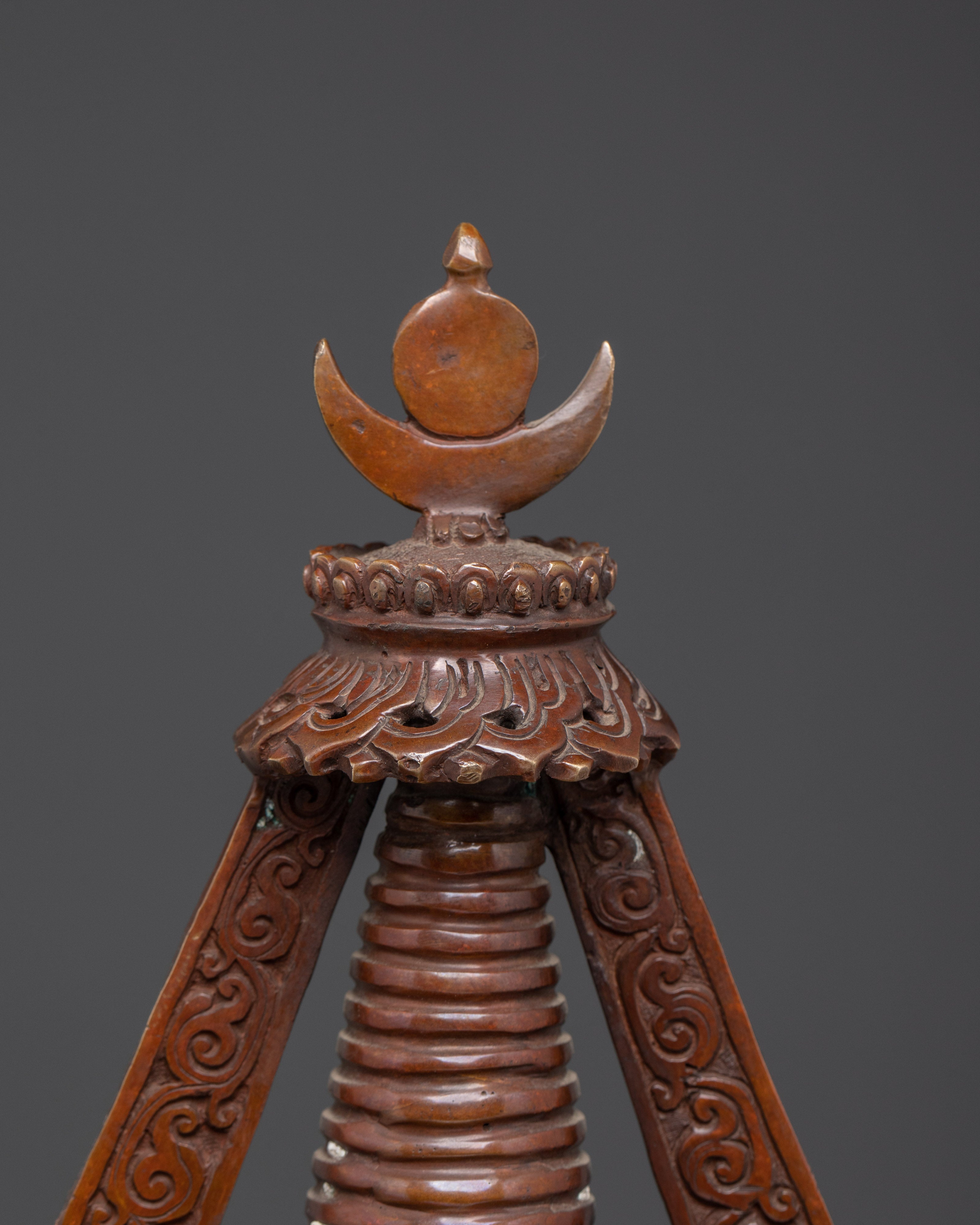 Handcrafted Buddhist Oxidized Copper Stupa | For Spiritual Altars