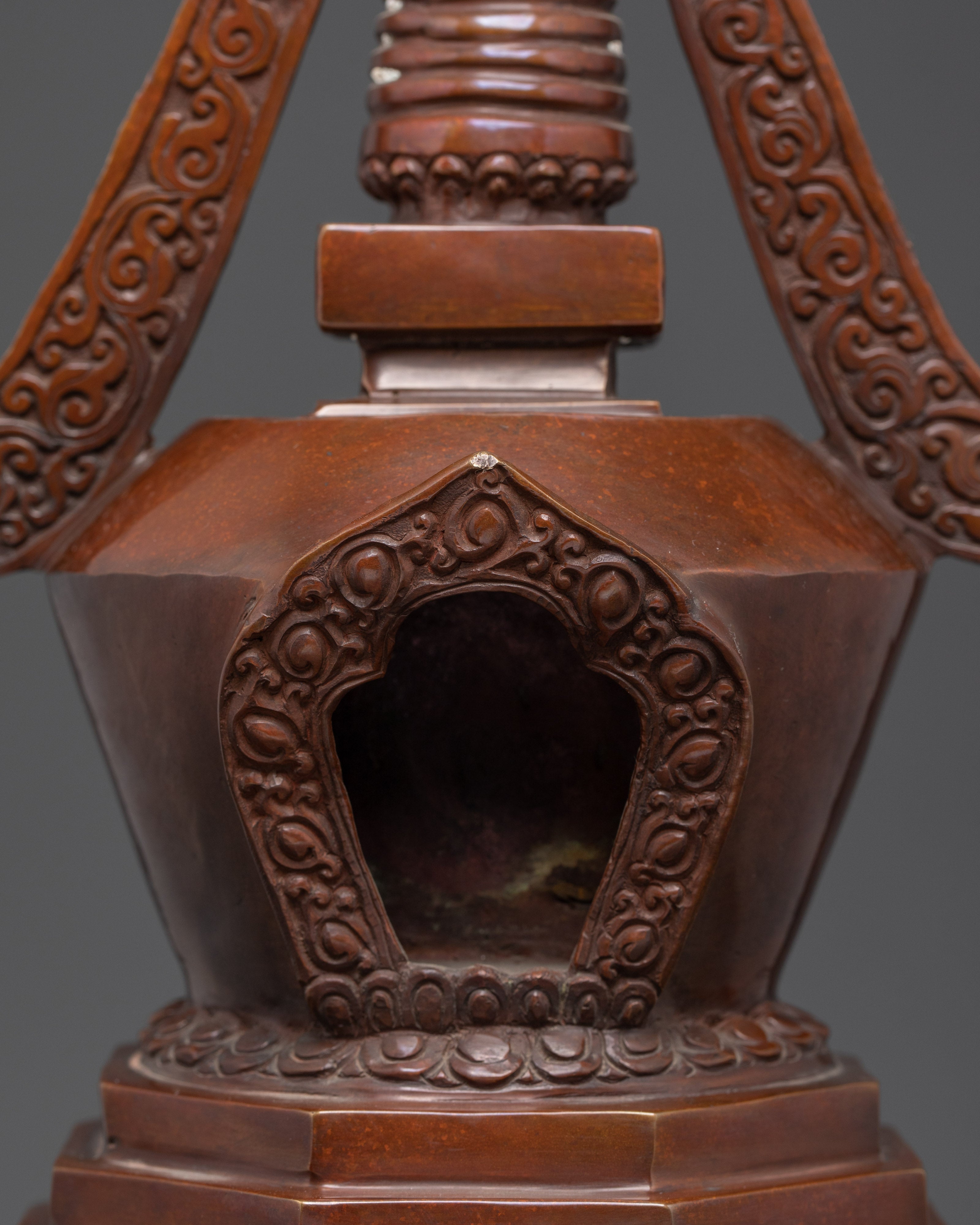 Handcrafted Buddhist Oxidized Copper Stupa | For Spiritual Altars