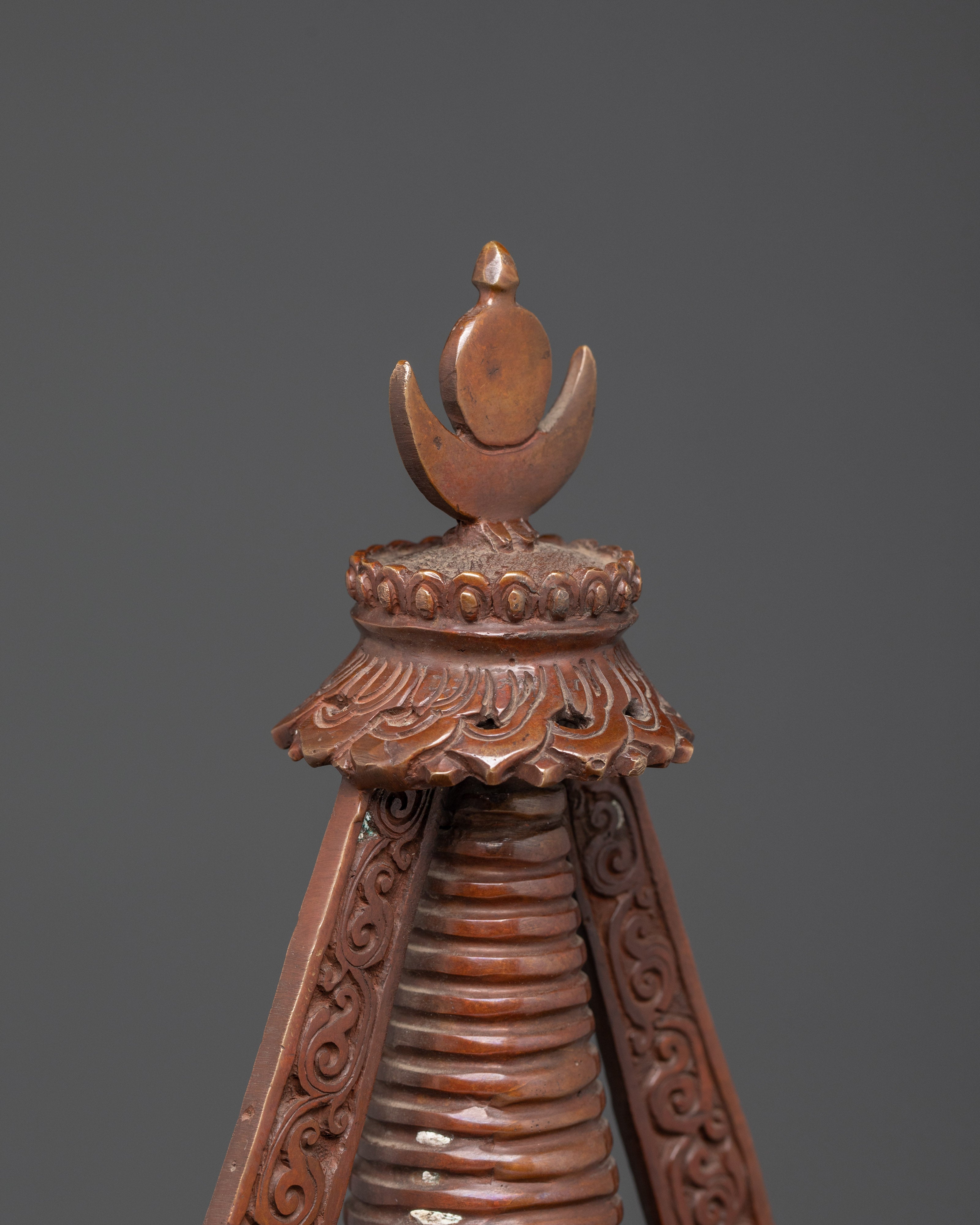 Handcrafted Buddhist Oxidized Copper Stupa | For Spiritual Altars