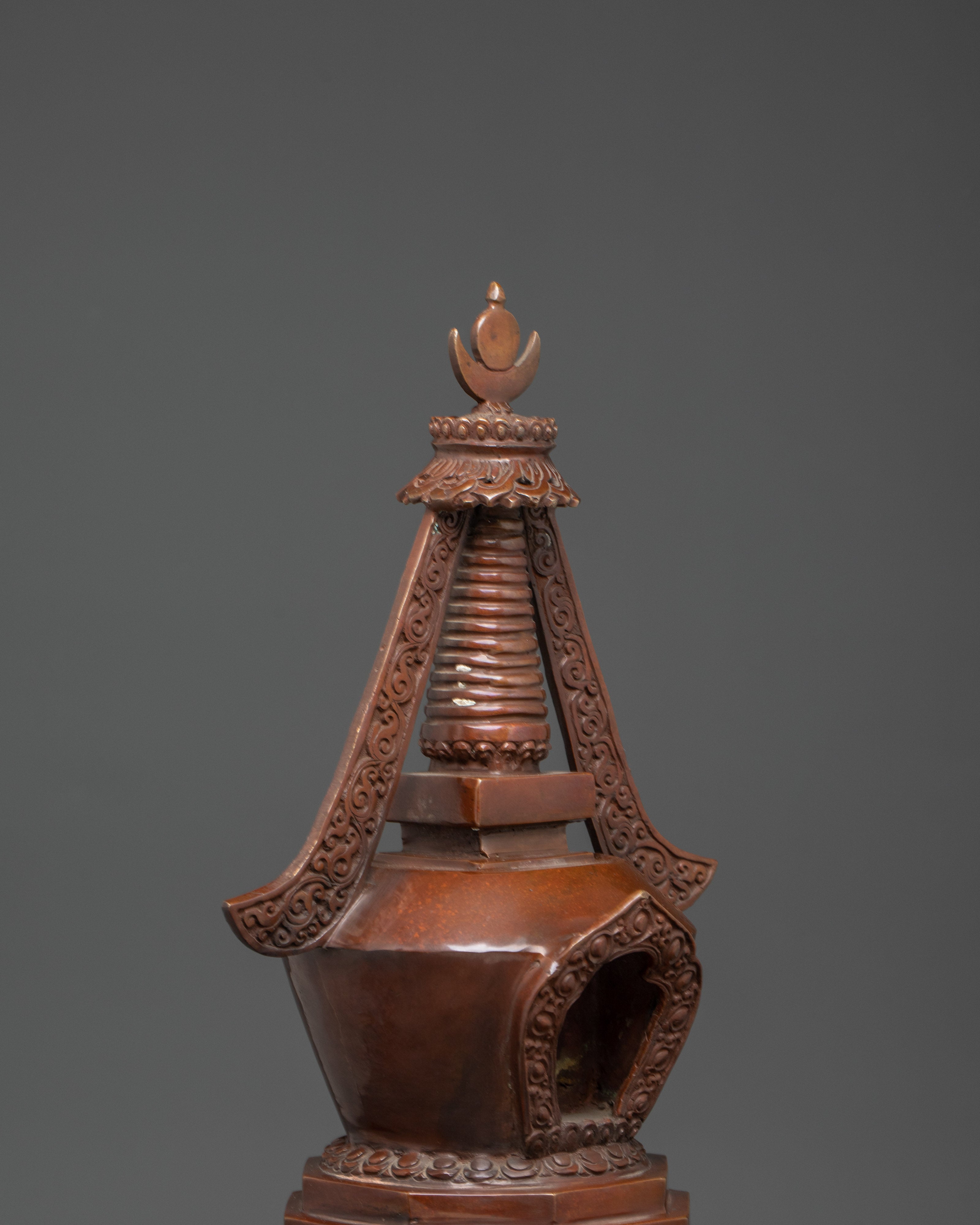 Handcrafted Buddhist Oxidized Copper Stupa | For Spiritual Altars