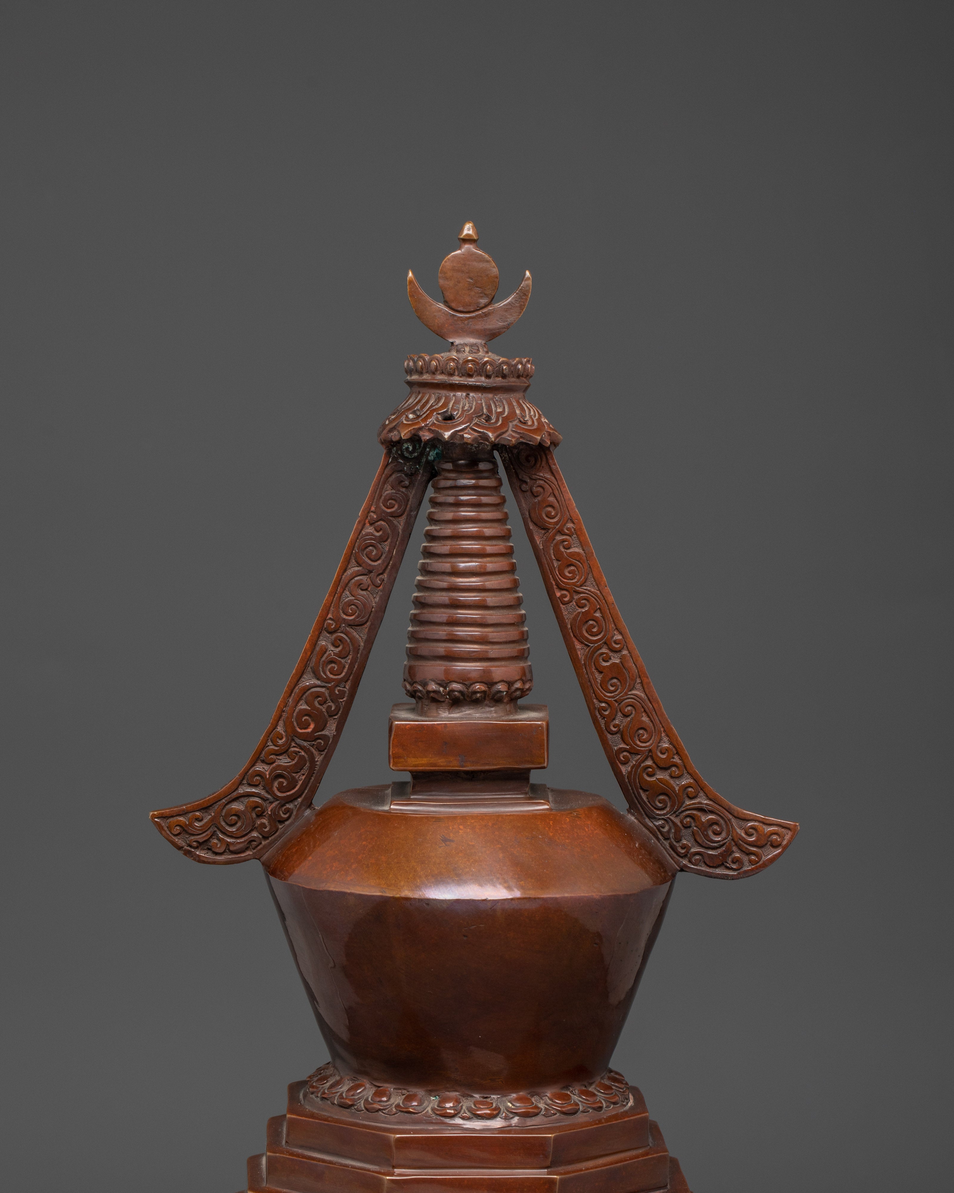 Handcrafted Buddhist Oxidized Copper Stupa | For Spiritual Altars
