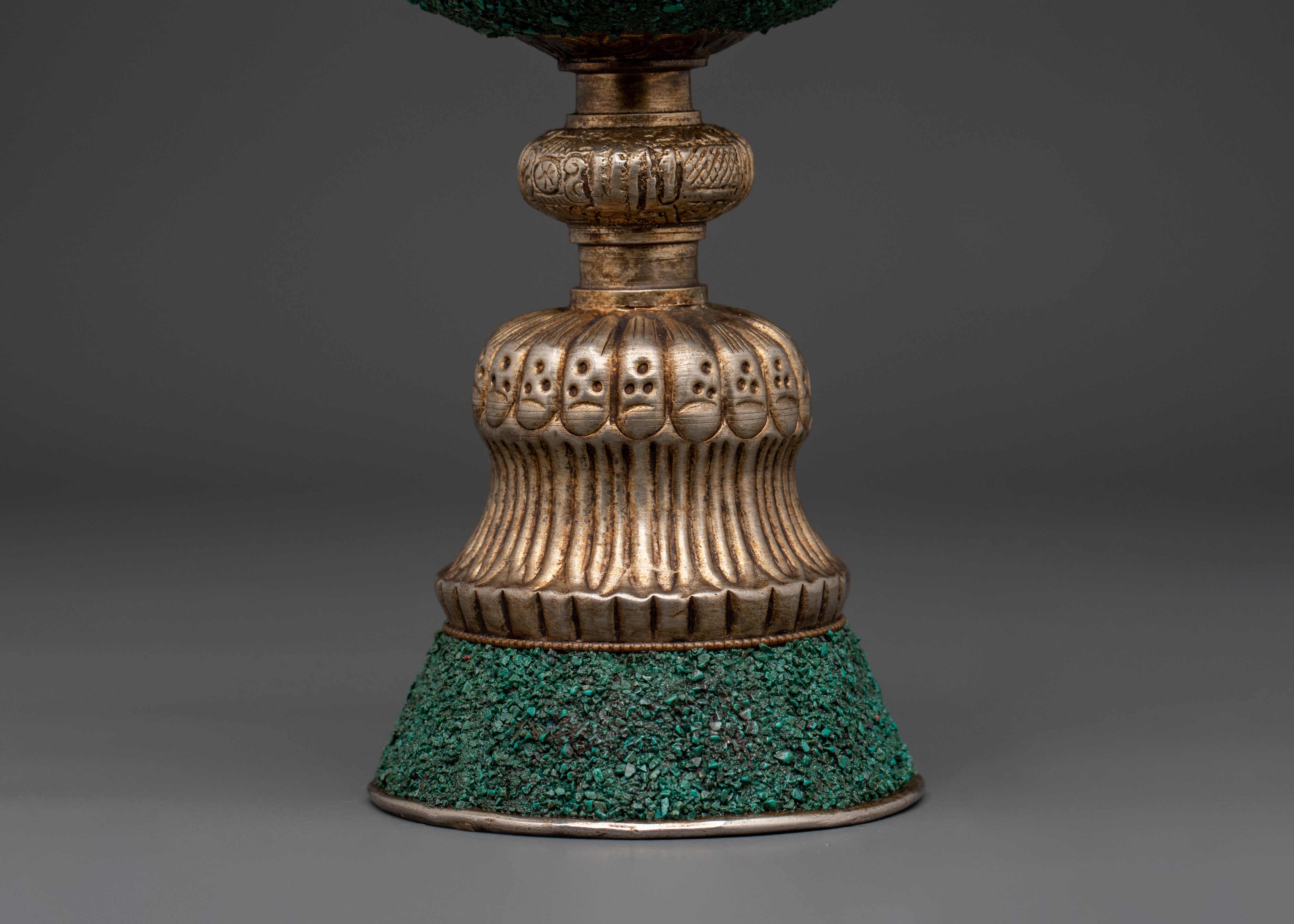 Temple Butter Lamp with Turquoise Inlay | Copper Ritual Light for Buddhist Altar
