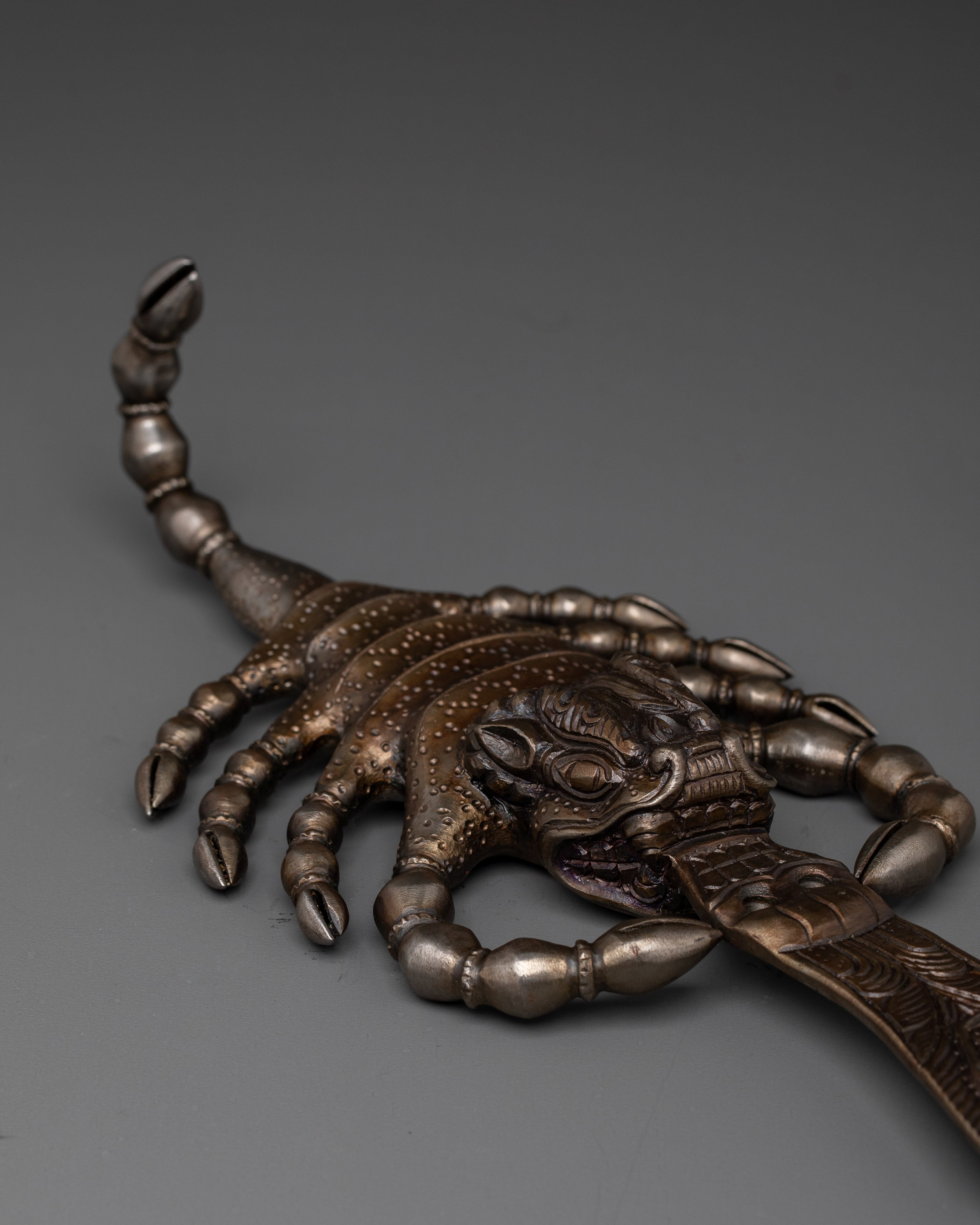 Iron Scorpion Decor with Tibetan Ritual Demon Handle