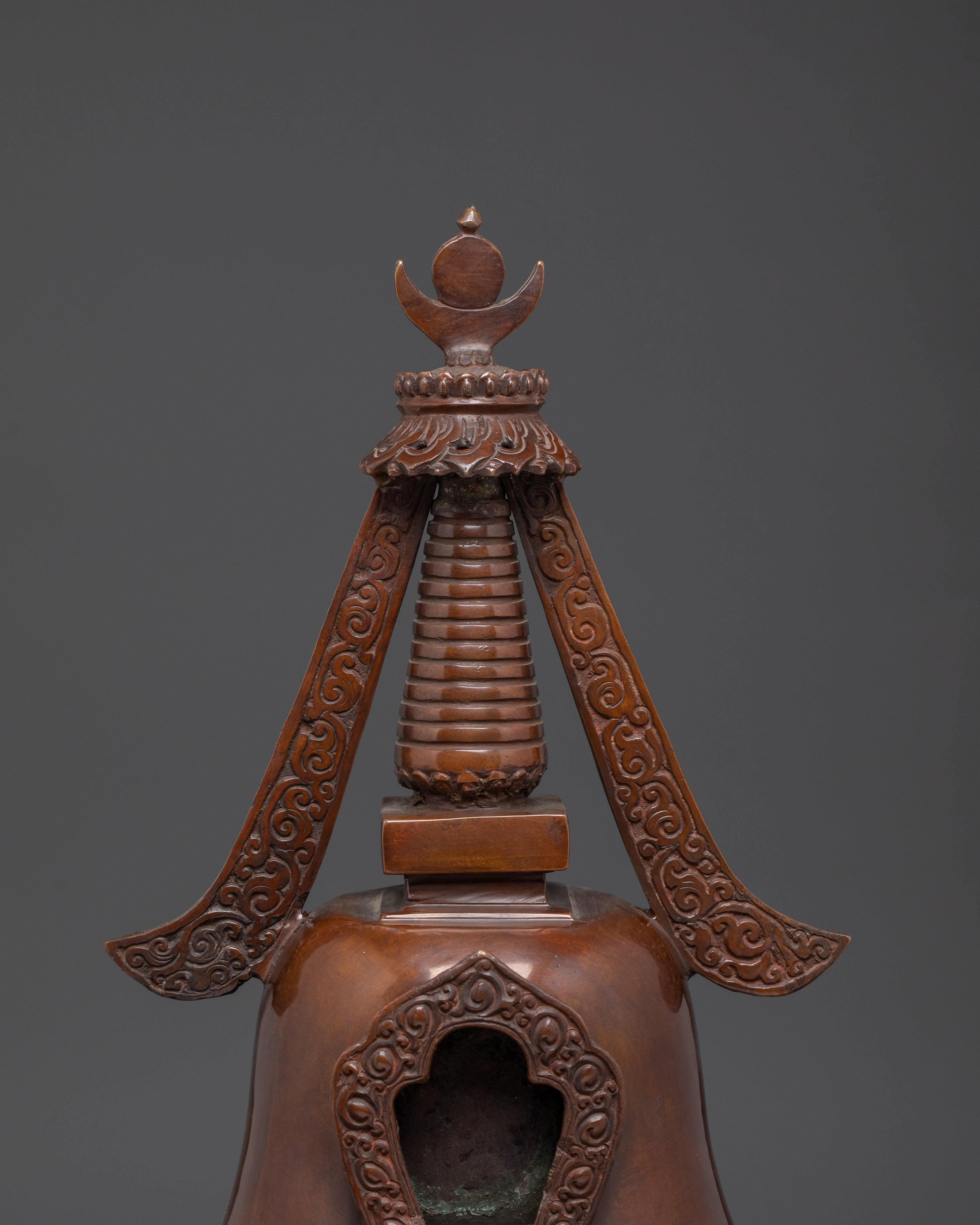 Handcrafted Copper Buddhist Stupa | Tibetan Oxidized Relic for Spiritual Practice