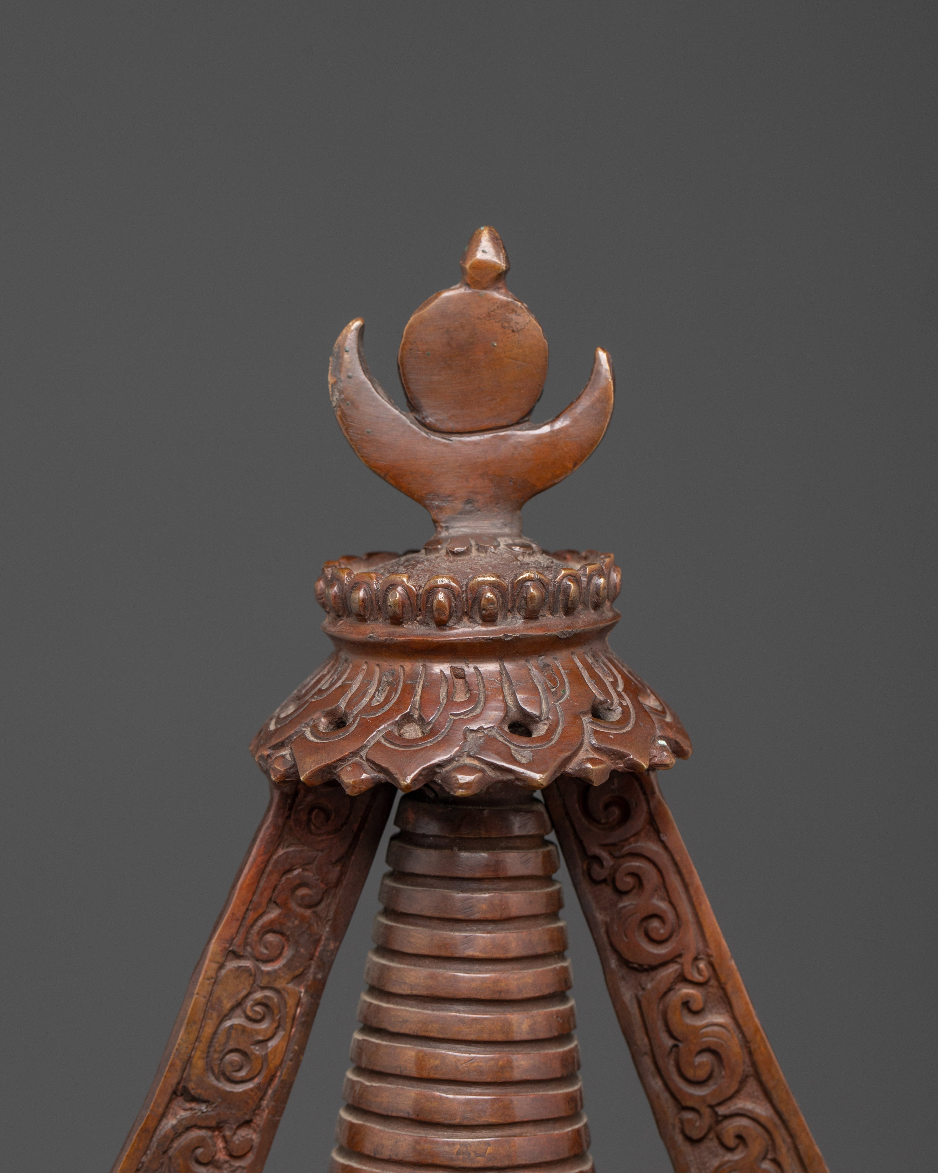 Copper Oxidized Handcrafted Stupa | 47cm Buddhist Spiritual Stupa