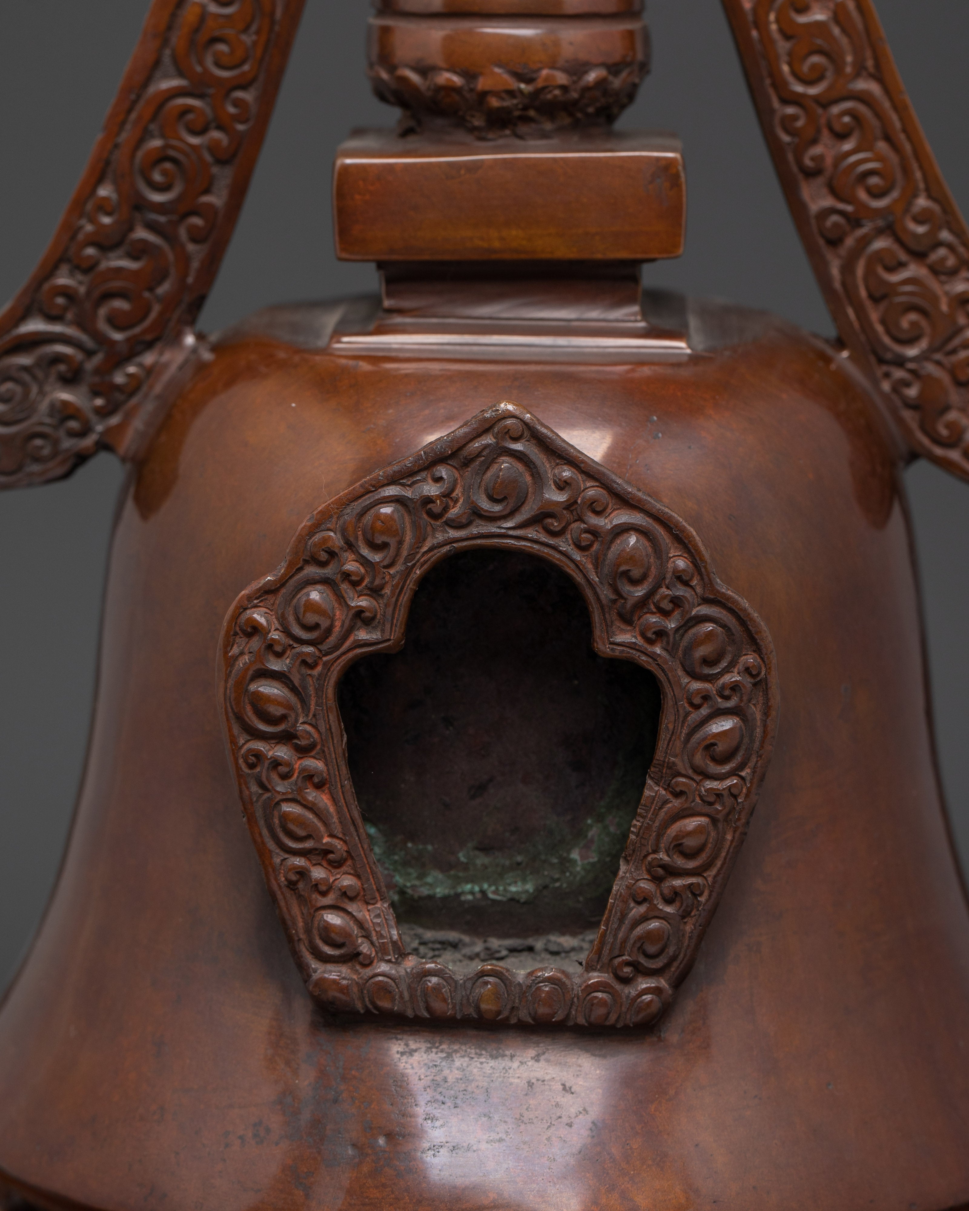 Handcrafted Copper Buddhist Stupa | Tibetan Oxidized Relic for Spiritual Practice