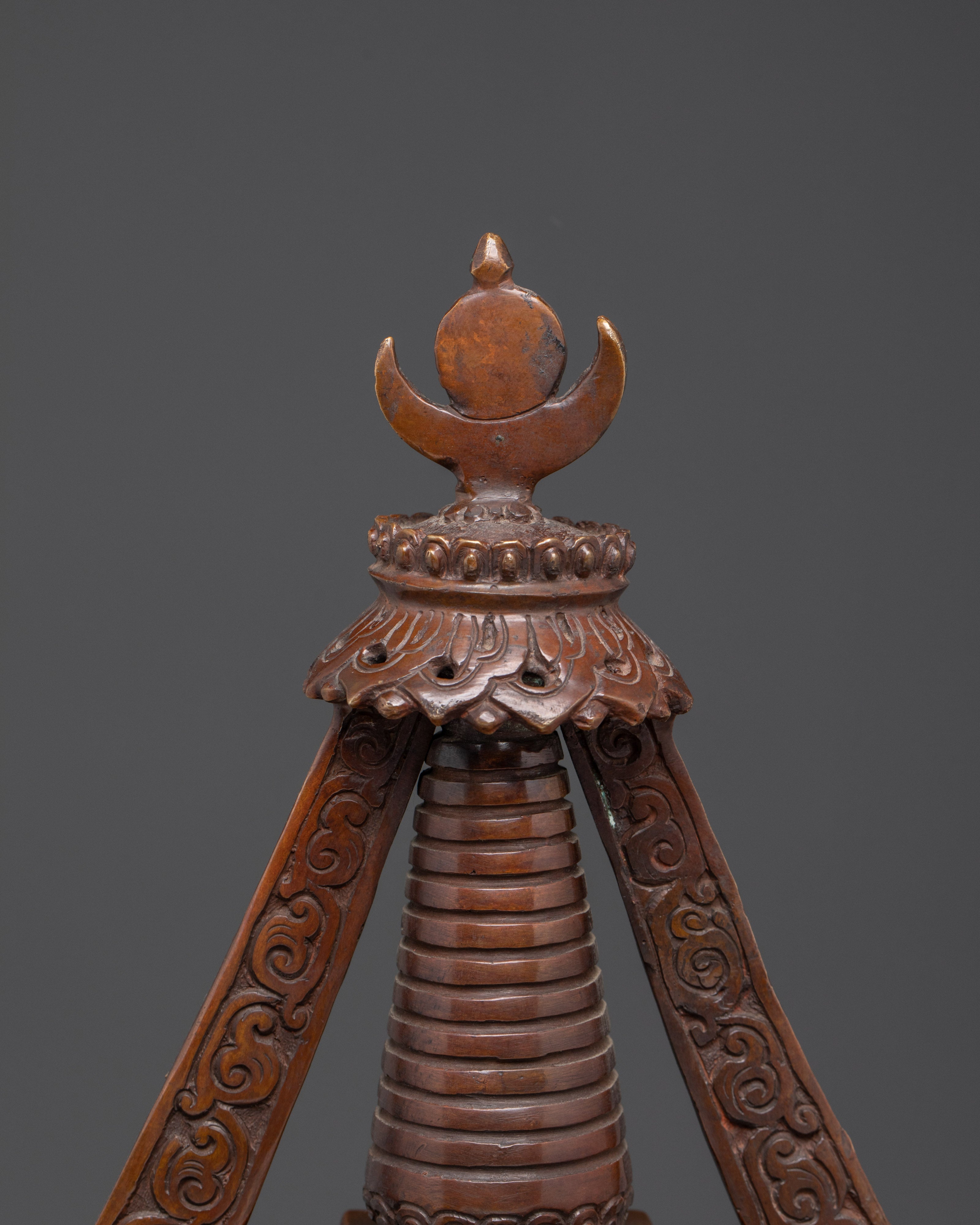 Copper Oxidized Handcrafted Stupa | 47cm Buddhist Spiritual Stupa