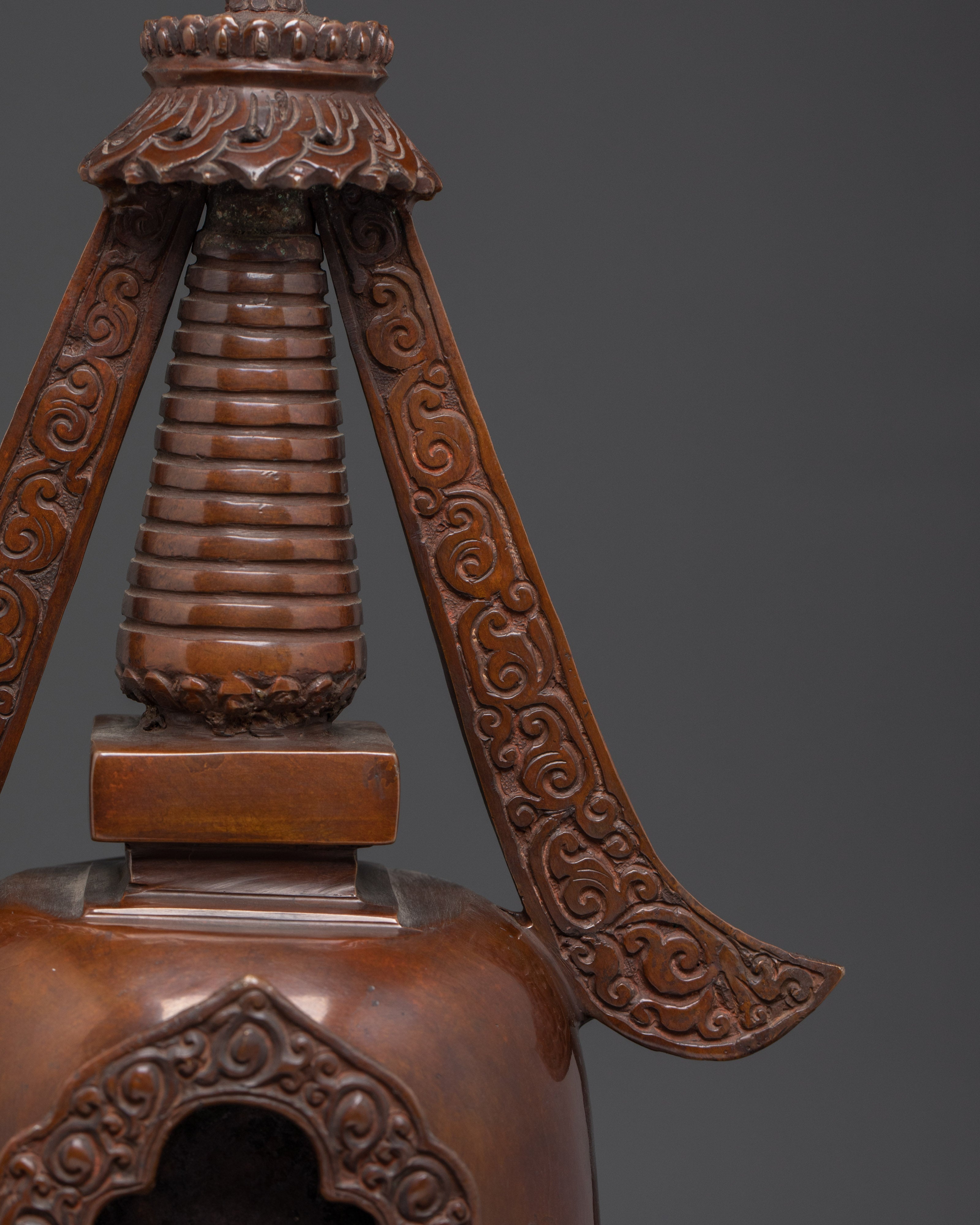 Handcrafted Copper Buddhist Stupa | Tibetan Oxidized Relic for Spiritual Practice