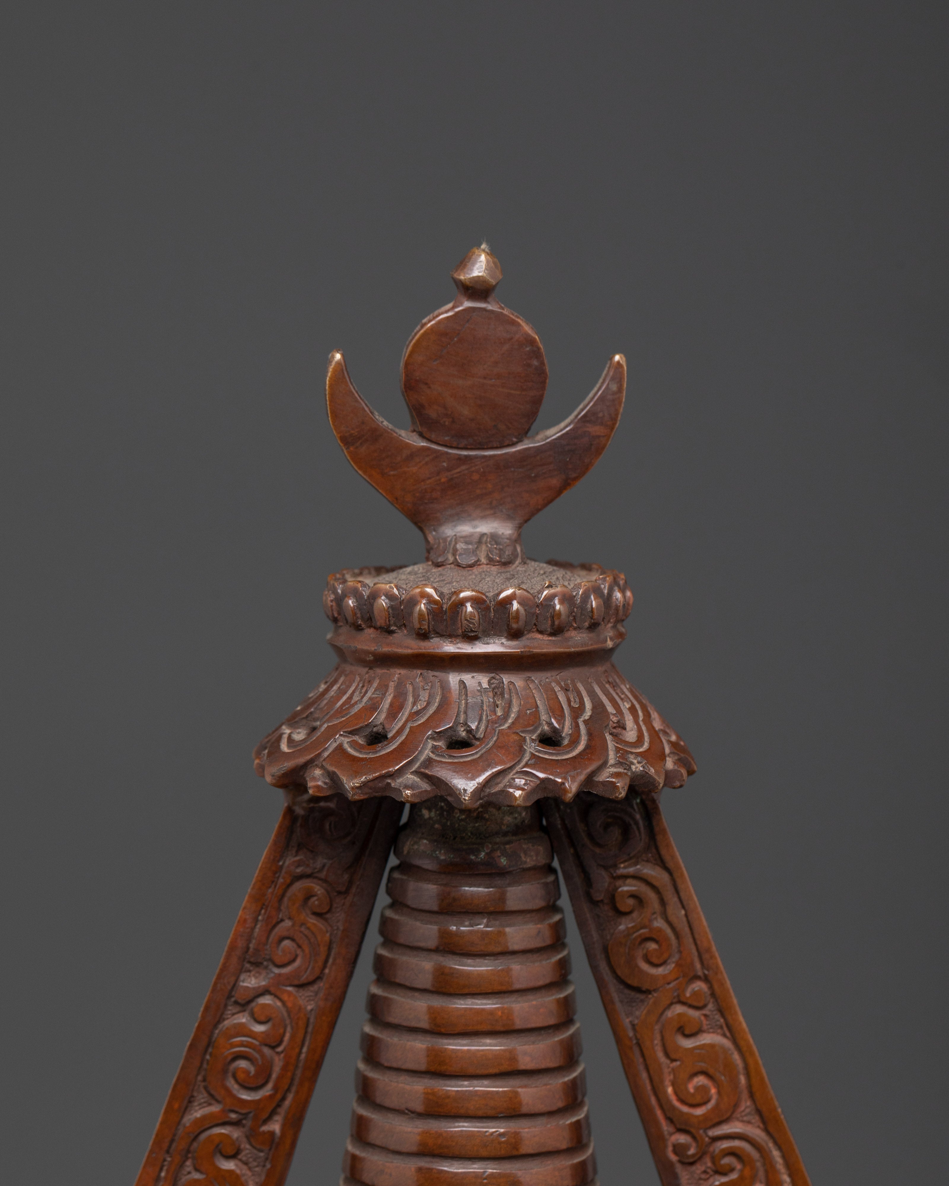 Handcrafted Copper Buddhist Stupa | Tibetan Oxidized Relic for Spiritual Practice