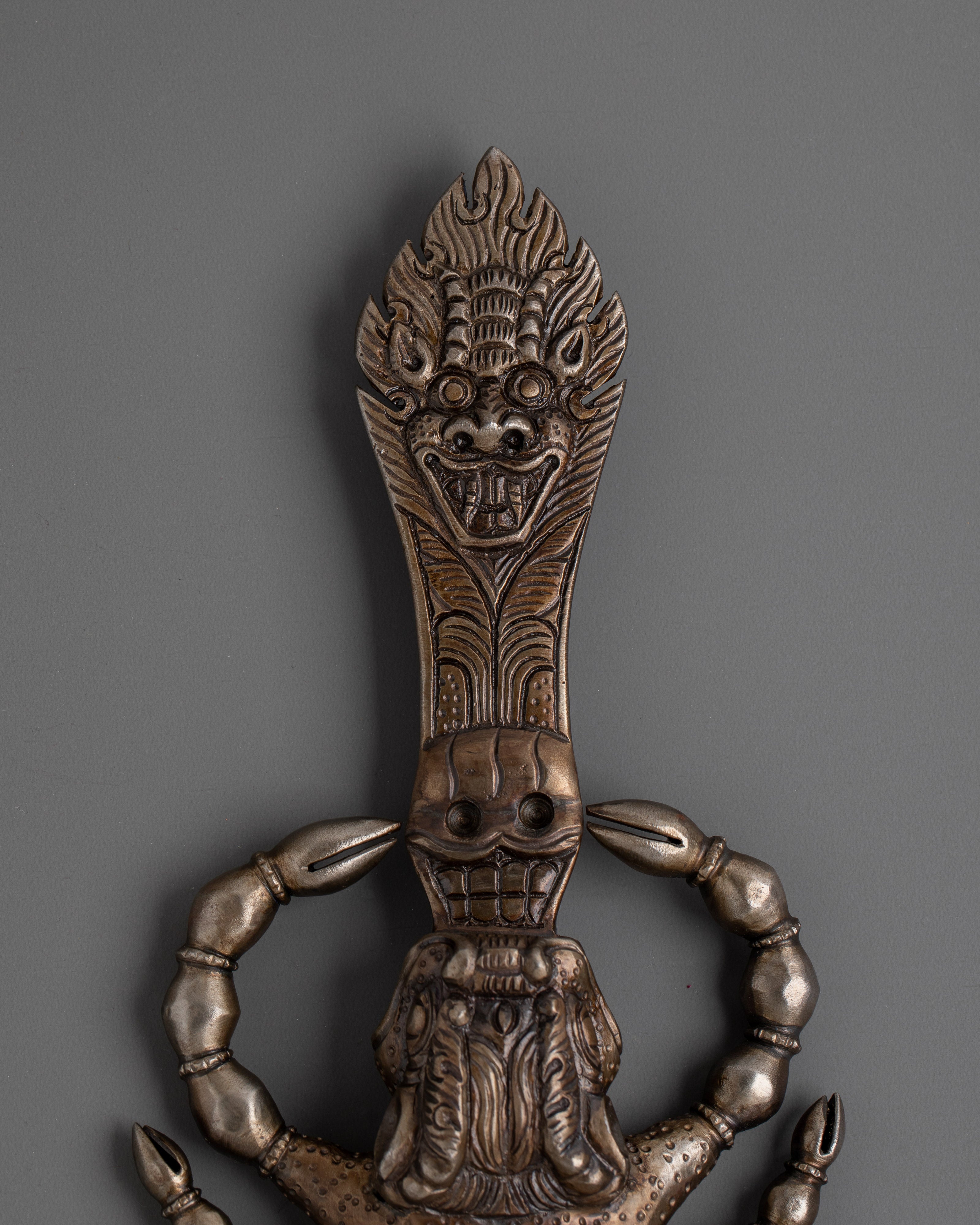 Iron Scorpion Decor with Tibetan Ritual Demon Handle