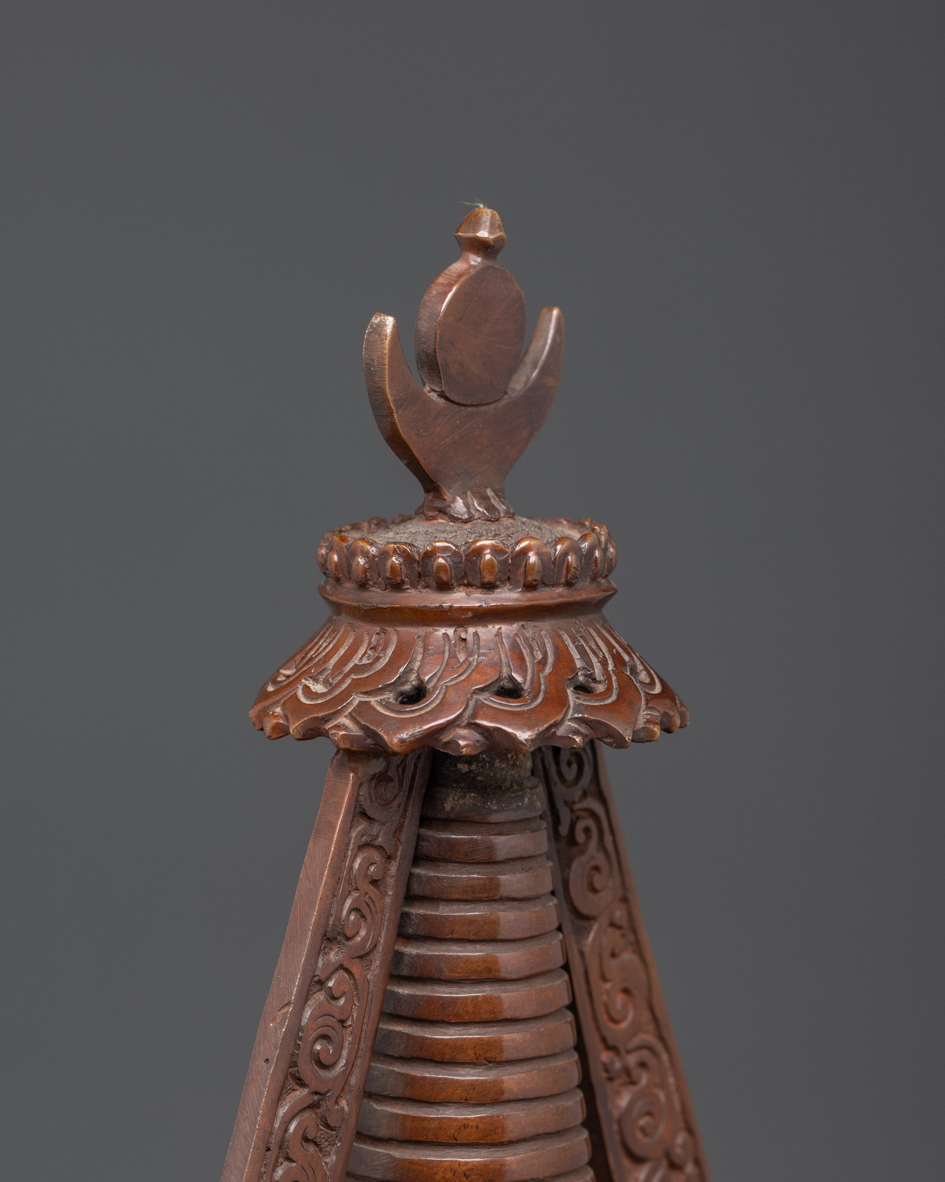 Handcrafted Copper Buddhist Stupa | Tibetan Oxidized Relic for Spiritual Practice