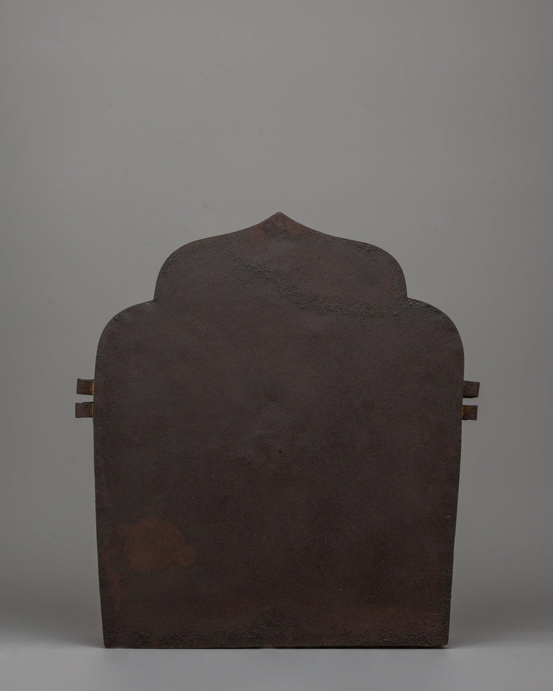 Iron Ghau Box with 21 Tara Carvings | Handmade Tibetan Ritual Artifact