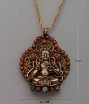 Gold-Plated Filigree Locket | Copper Pendant with White Conch